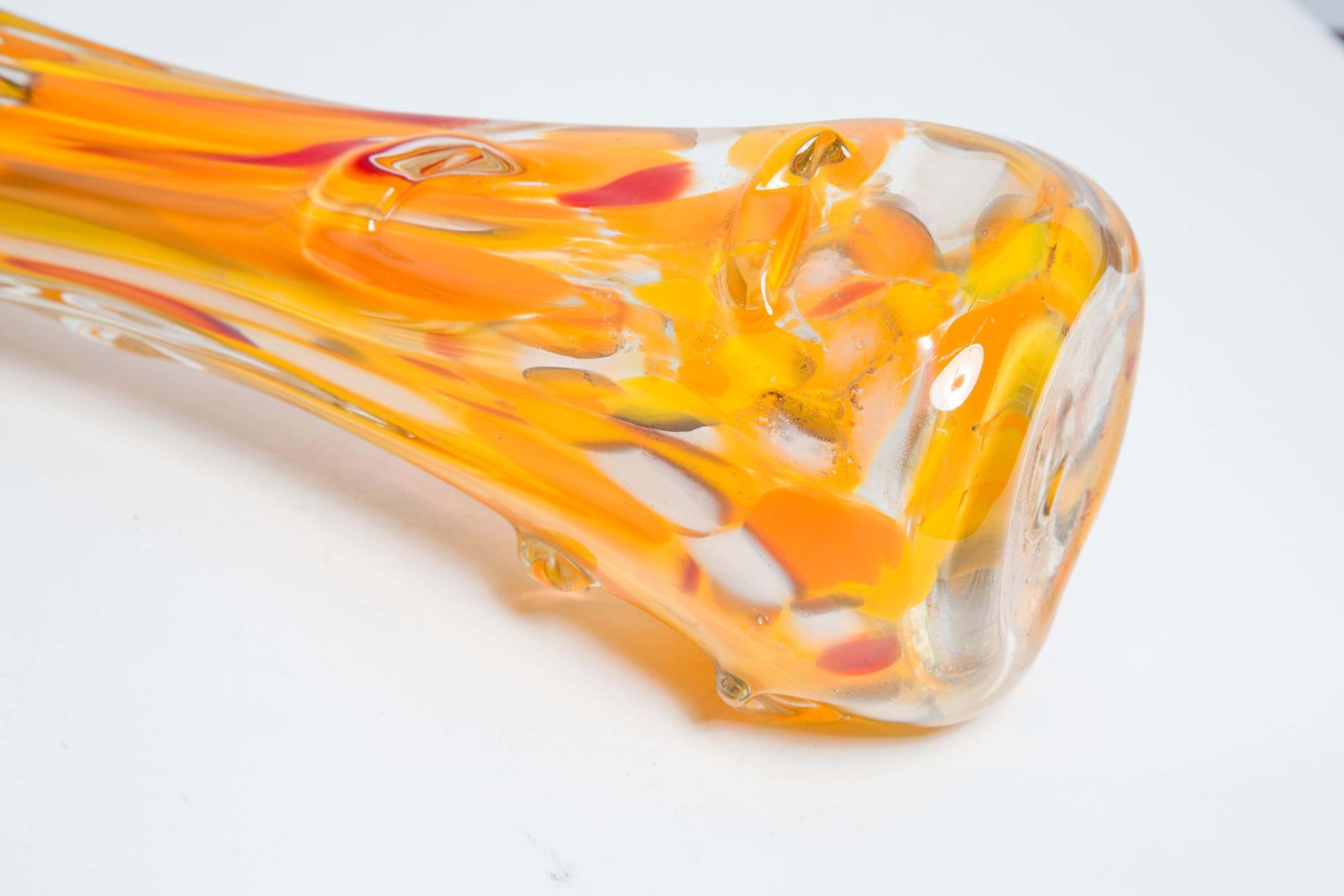 photo furniture Mid Century Artistic Glass Yellow Vase, Tarnowiec, Sulczan, Europe, 1970s