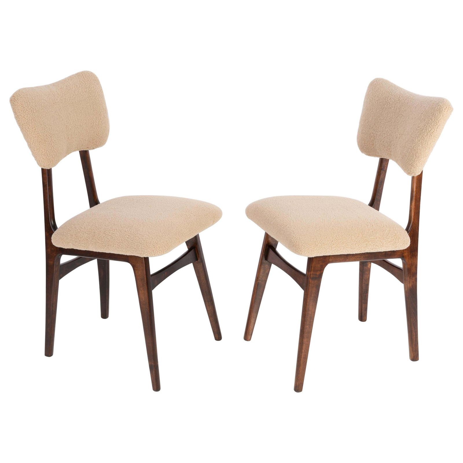 Set Of Two 20th Century Camel Boucle Chairs, 1960s