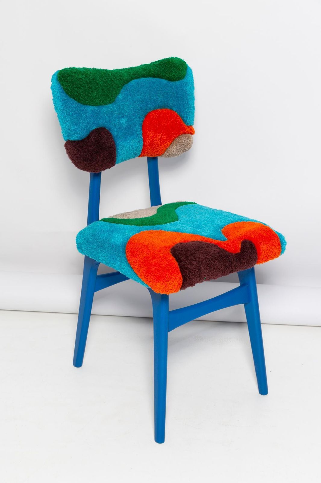Mid Century Butterfly Chair, Hand Tufting Blue Green Orange Wool, Europe, 1960s photo furniture