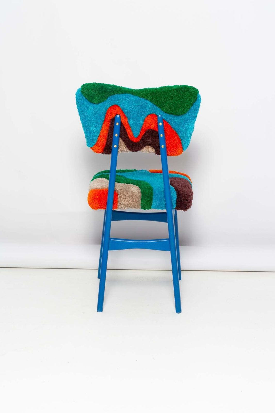 Mid Century Butterfly Chair, Hand Tufting Blue Green Orange Wool, Europe, 1960s photo buy