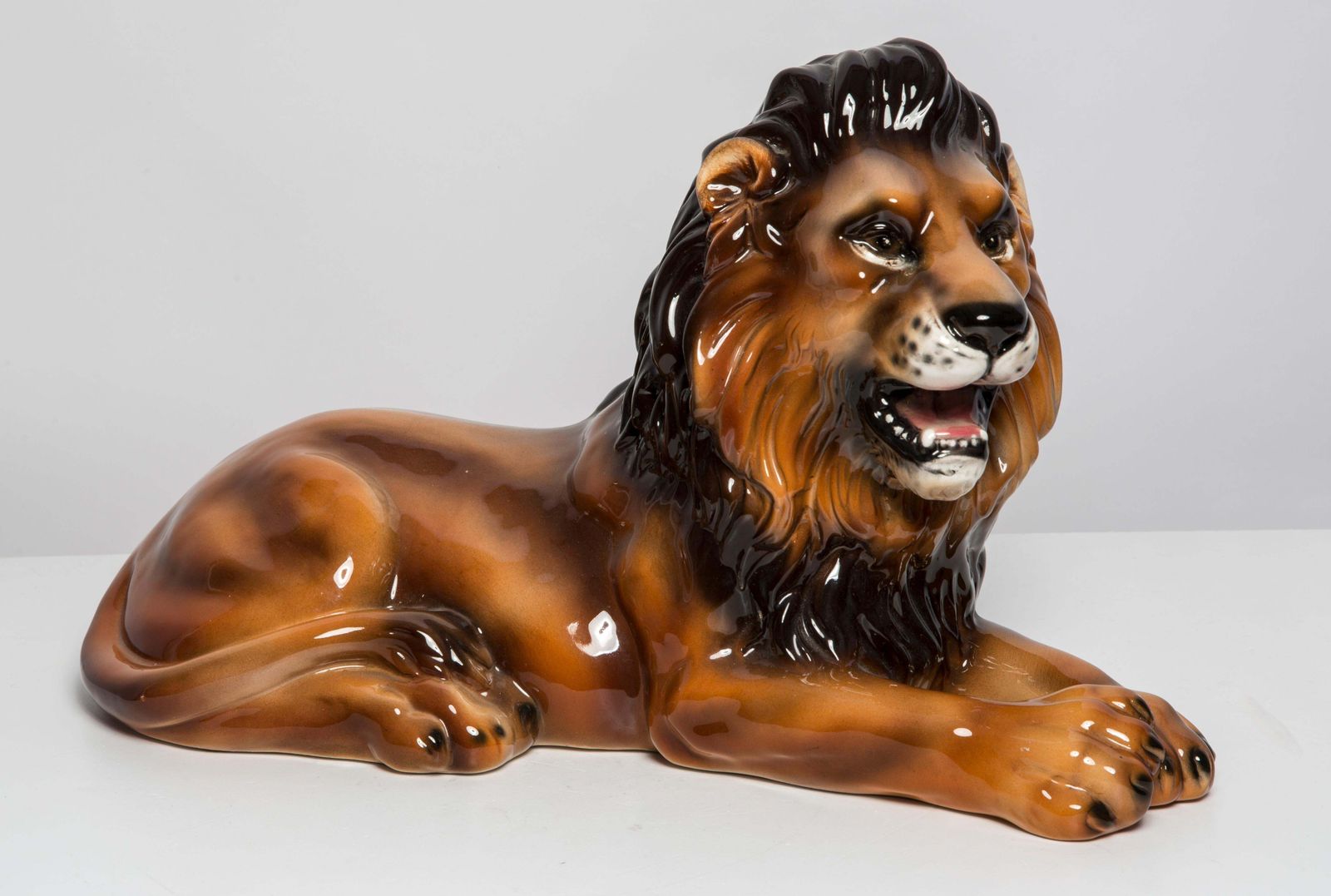 Mid Century Hand Painted Ceramic Lion Sculpture, Italy, 1960s photo buy