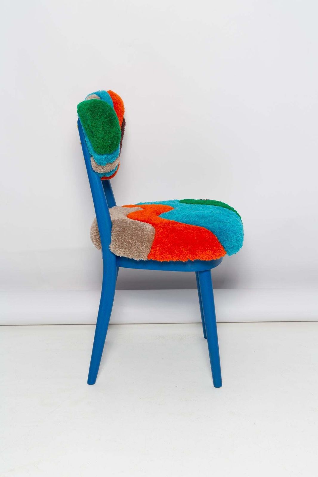 Mid Century Heart Chair In Hand Tufting Blue Green Wool, Europe, Poland, 1960s photo Furniture