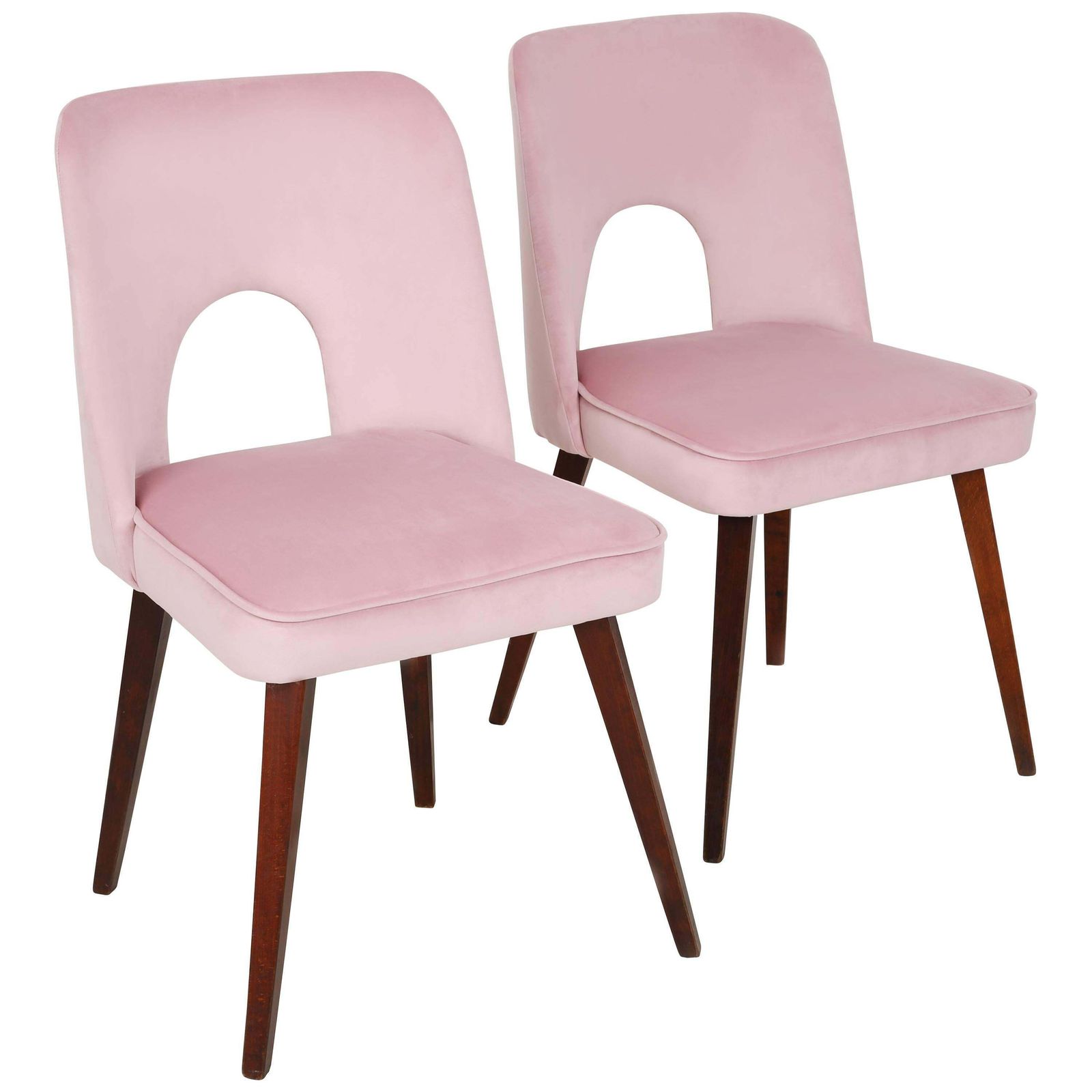 Set Van Twee Babyroos Fluwelen Stoelen Met Schelpvormige Rugleuning, Europa, Ca. Jaren 1960.