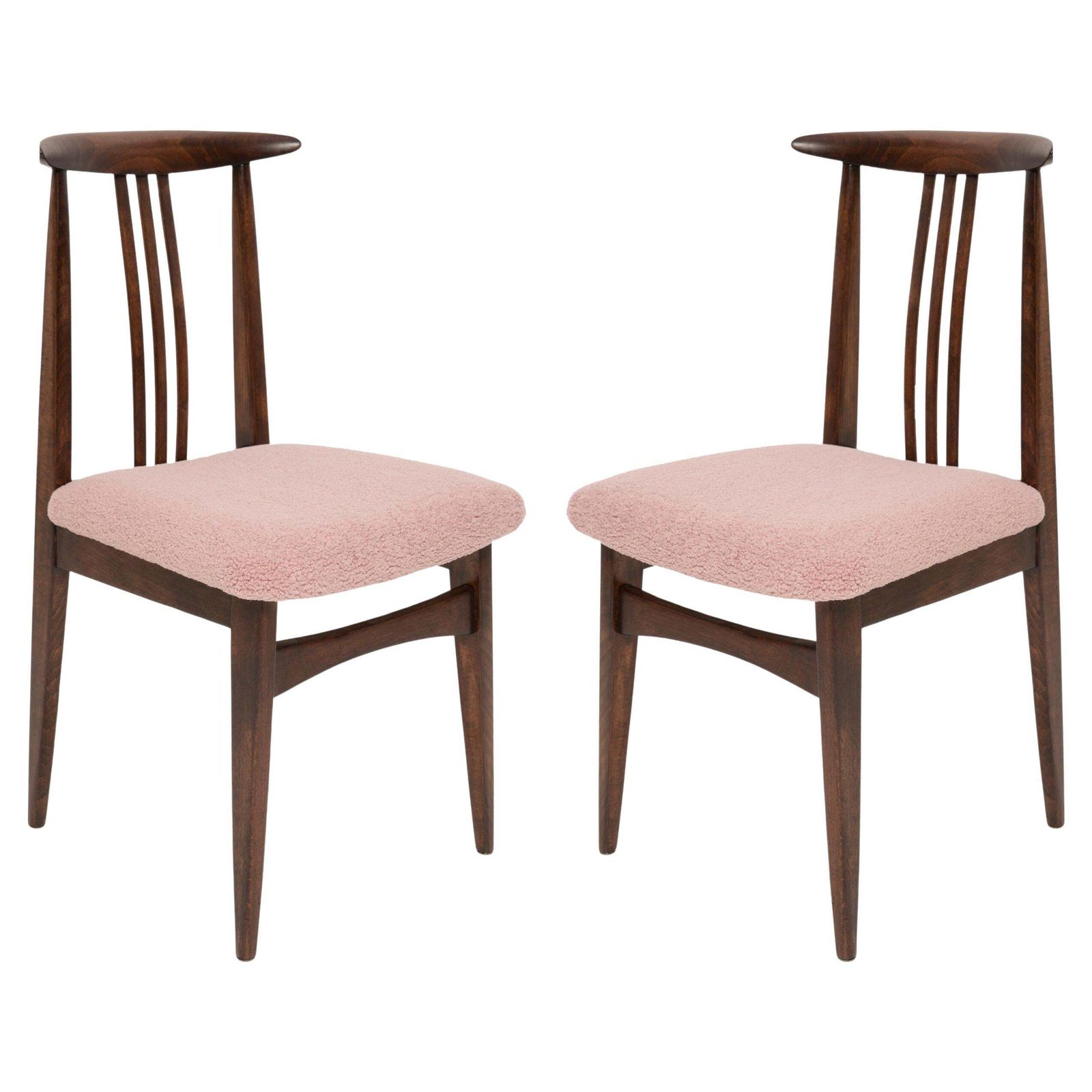 Pair Of Mid Century Pink Boucle Chairs, Designed By M. Zielinski, Europe, 1960s