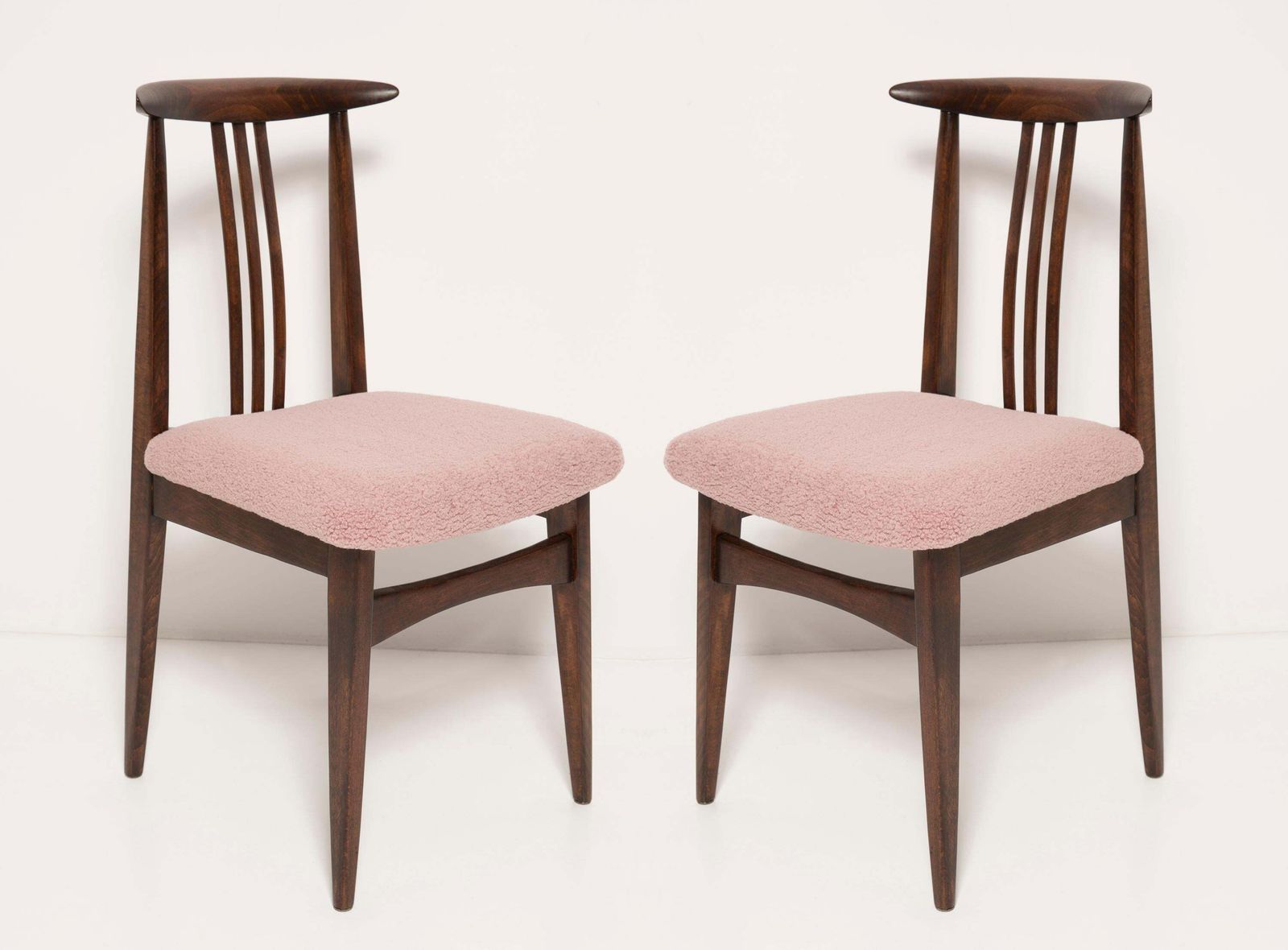 Pair Of Mid Century Pink Boucle Chairs, Designed By M. Zielinski, Europe, 1960s photo furniture