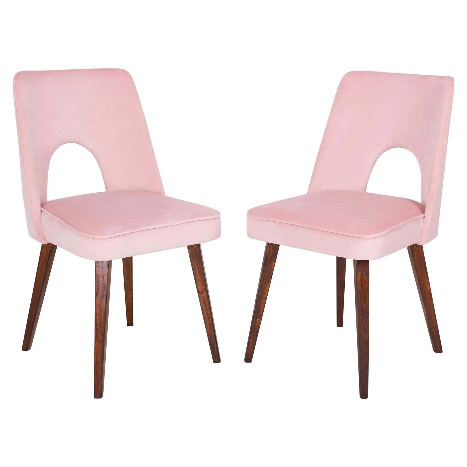 Set Of Two Baby Pink Velvet 'Shell' Chairs, 1960s