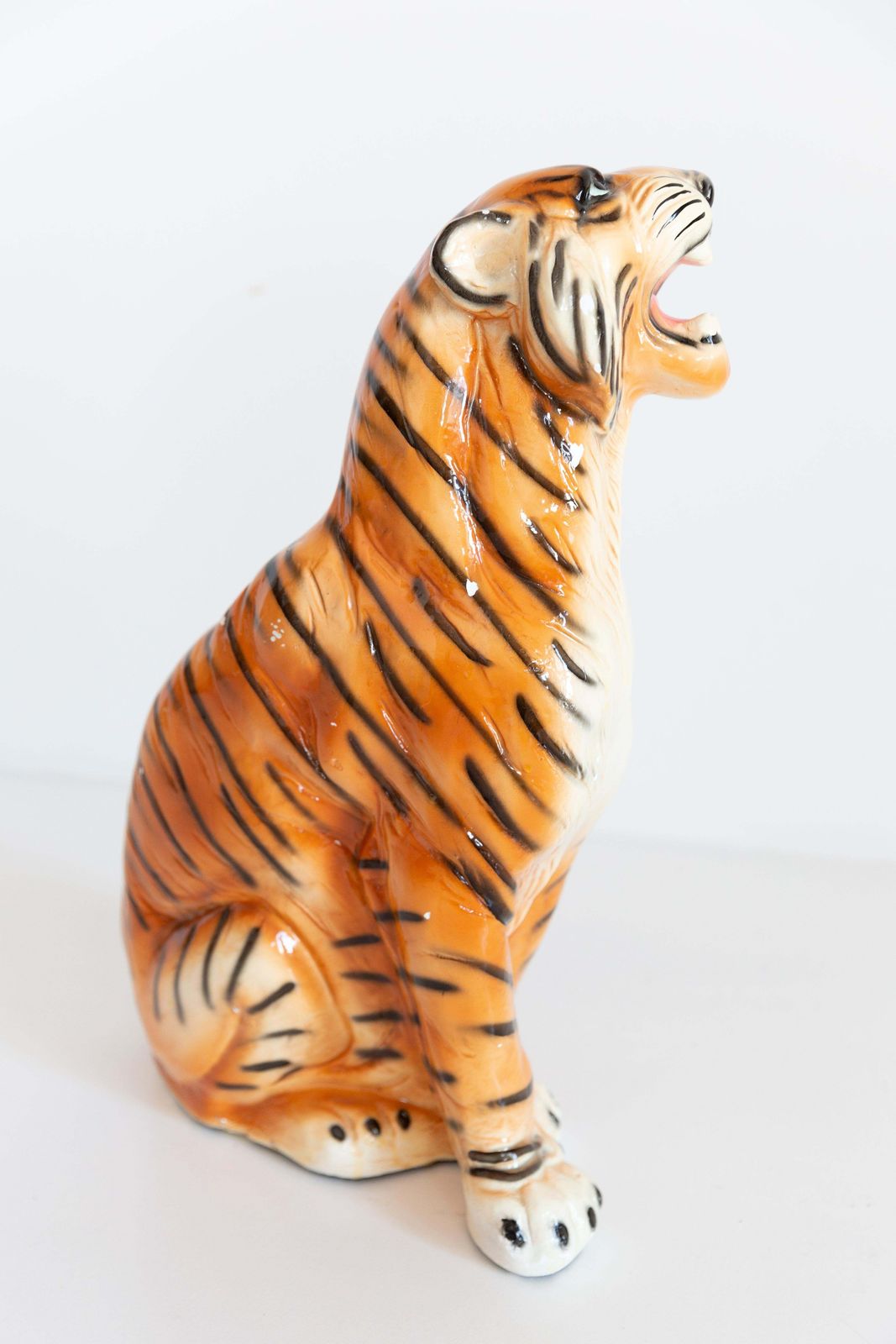 photo for sale Big Rare Ceramic Tiger Decorative Sculpture, Italy, 1960s
