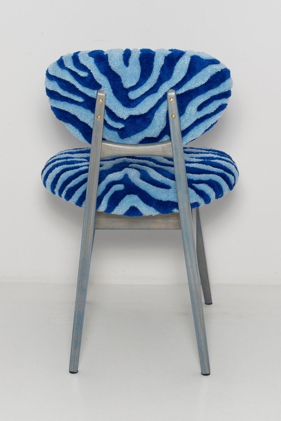 Mid Century Fauteuil, Handmatig Getuft In Blauw Zebrawol, Europa, Ca. Jaren 1960 photo for sale