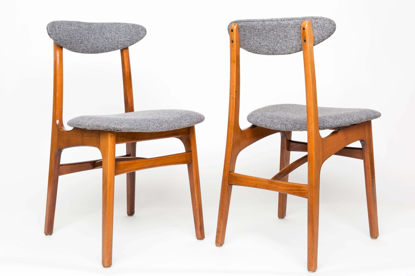 Set Of Three Mid Century Gray Wool Chairs, Rajmund Halas, Europe, 1960s photo for sale