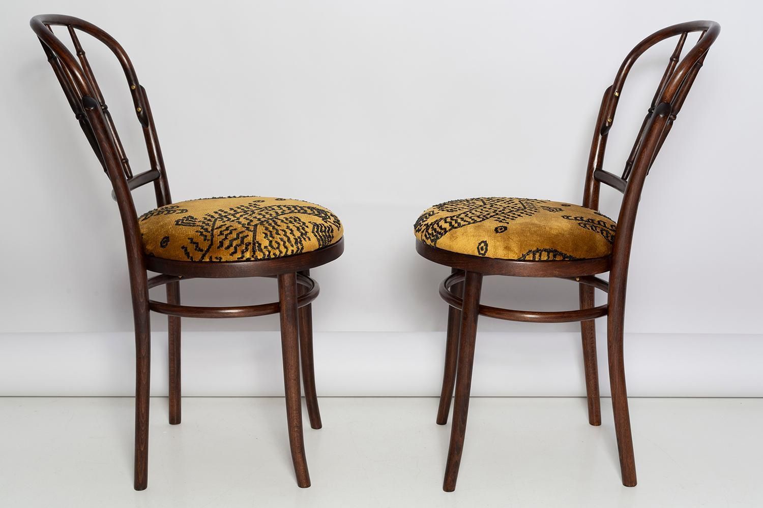 Pair Of Mid Century Beige Tiger Dedar Chairs, Fameg Factory, Poland, 1960s photo buy