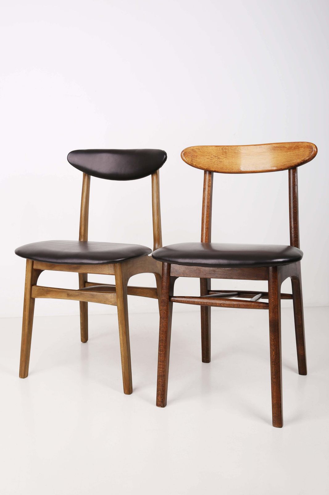Set Of Two Leather Mid Century Black Chairs, Europe, 1960s photo vinterior