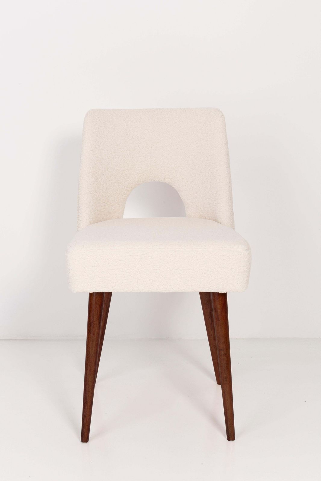 Pair Of Mid Century Light Crème Boucle 'Shell' Chairs, Europe, 1960s photo furniture