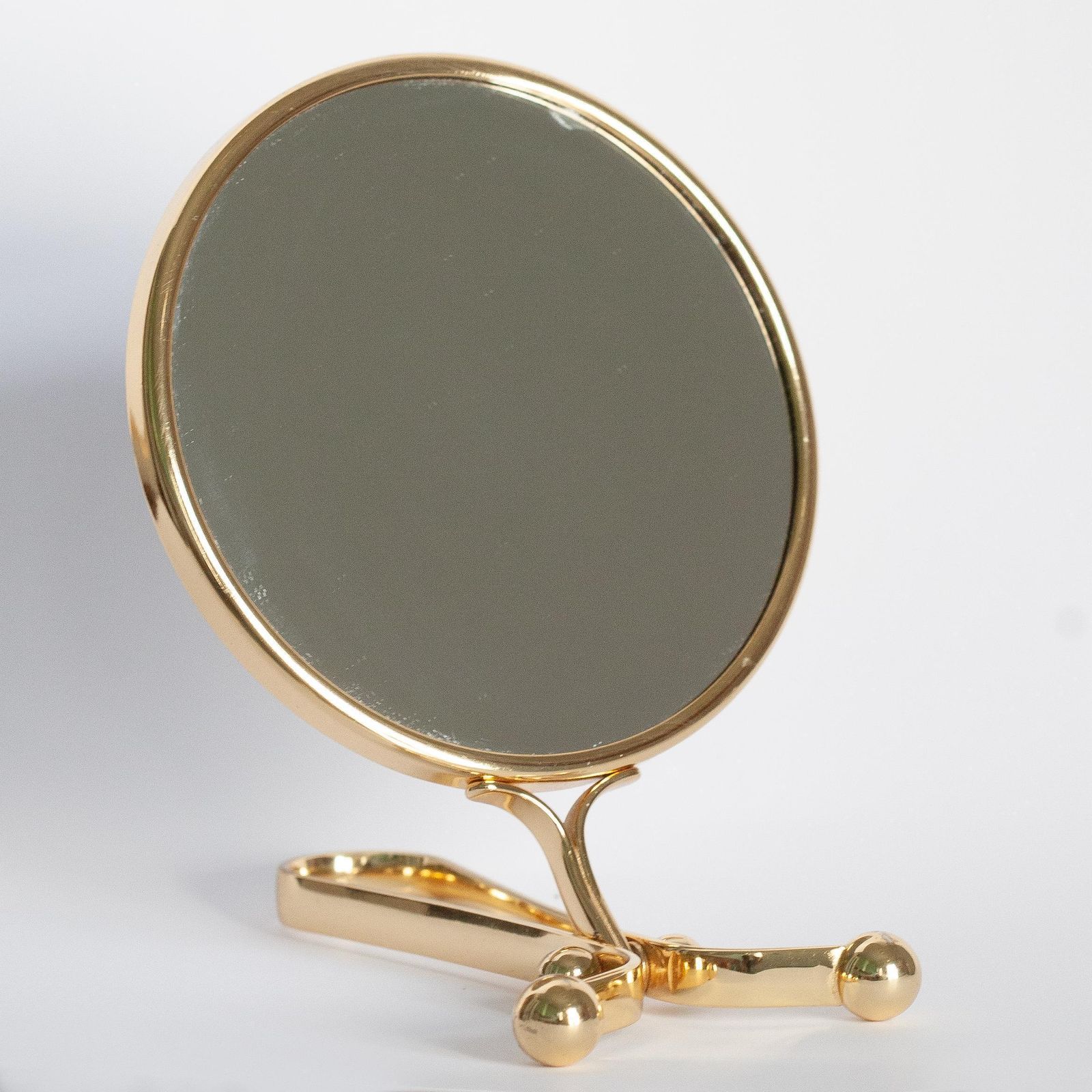 Mid Century Gold Decorative Table Mirror In Metal Frame, Italy, 1960s photo Home Decor