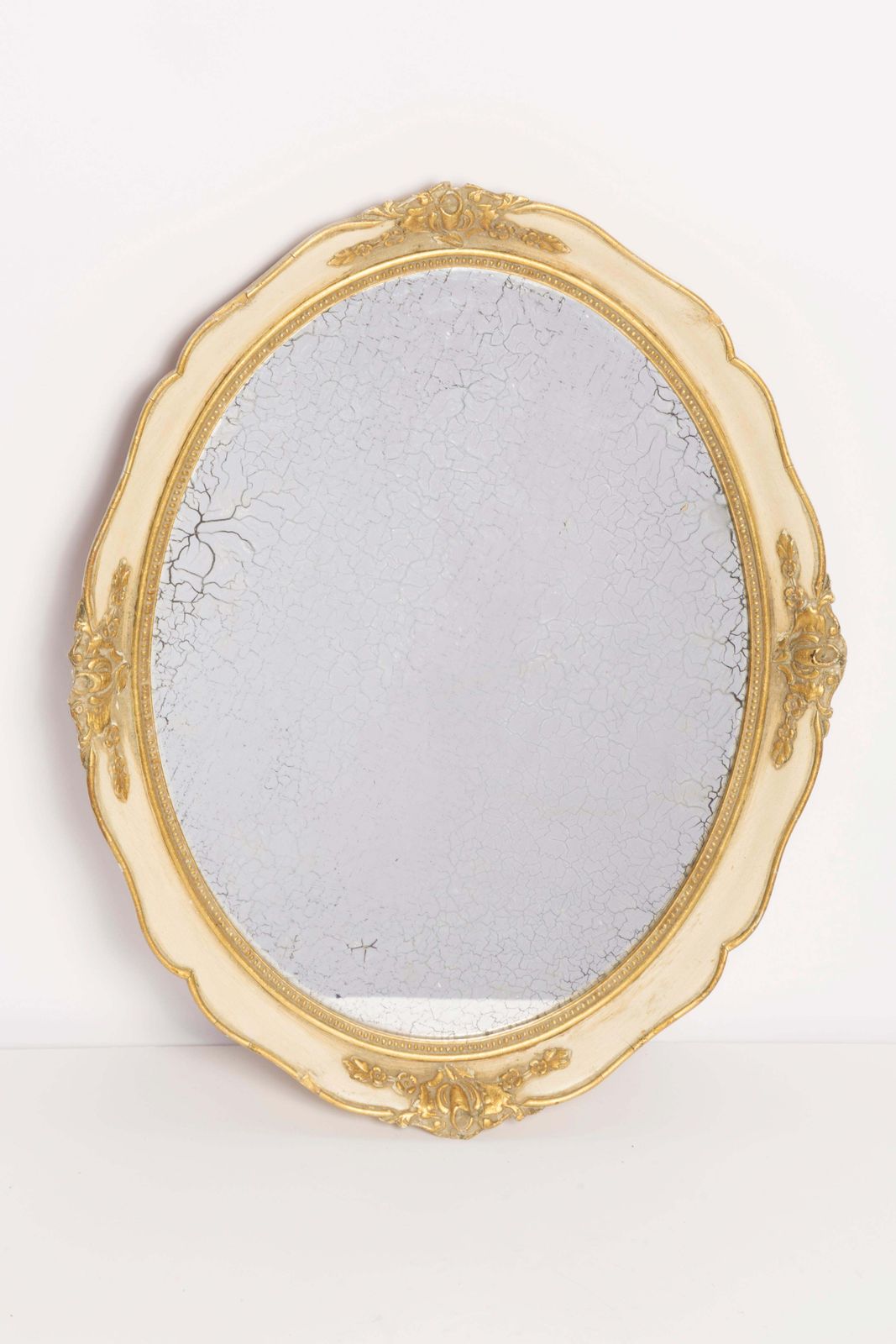 Home Decor Medium Decorative Gold Wood Original Glass Patina Mirror, Italy, 1960s photo