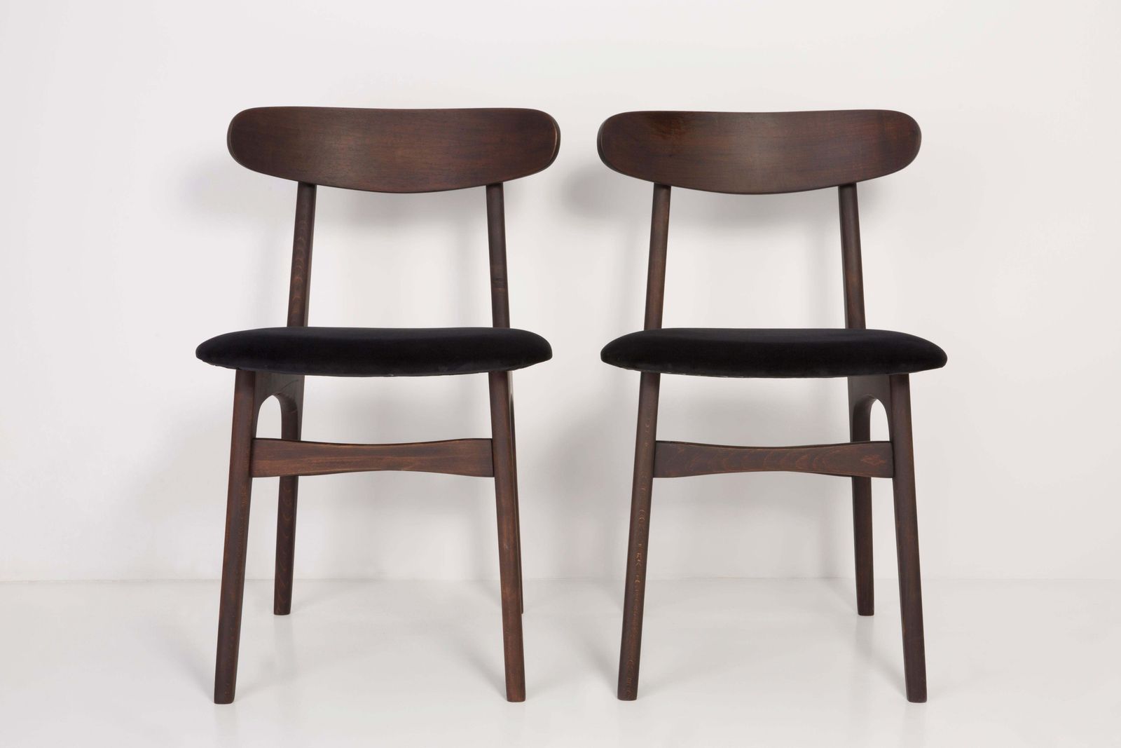 Set Of Four 20th Century Black Velvet Chairs, 1960s photo for sale