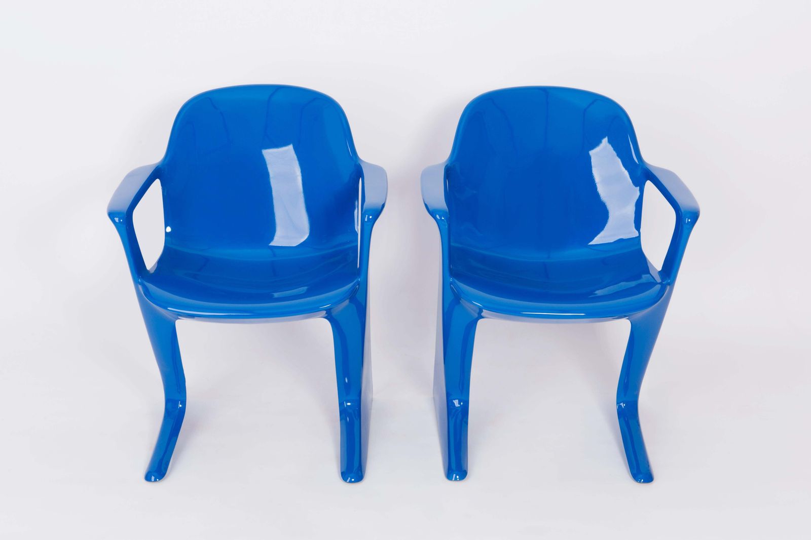 Set Of Two Classic Blue Kangaroo Chairs Designed By Ernst Moeckl, Germany, 1968 photo Furniture
