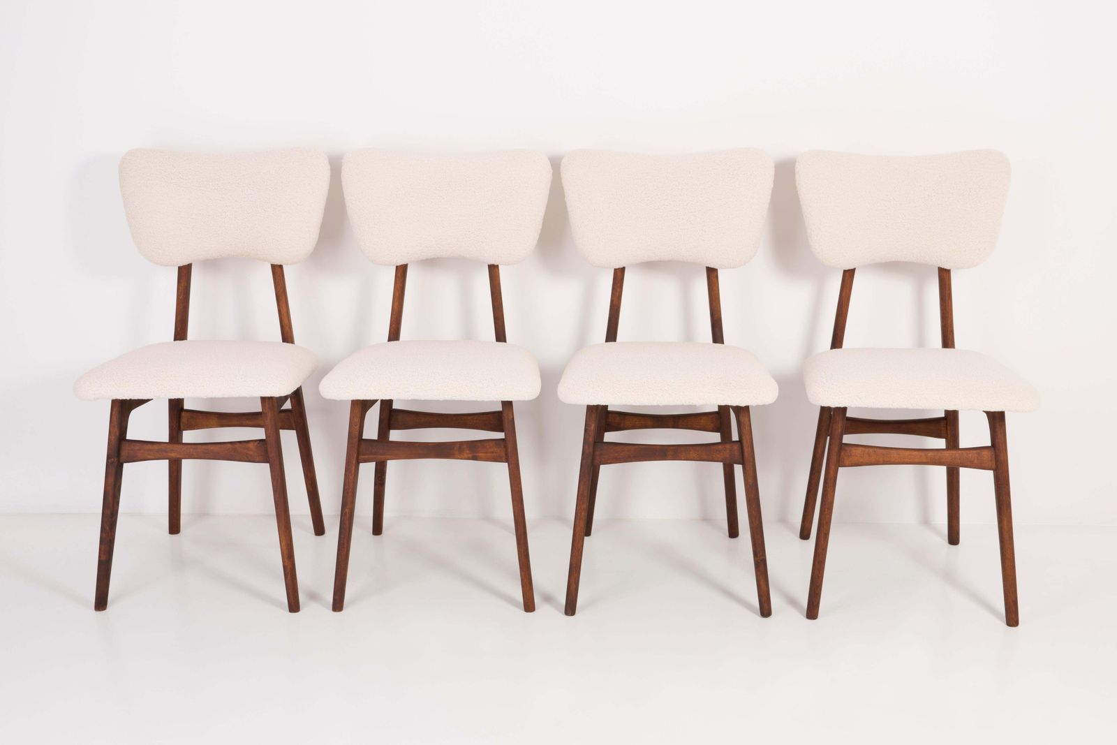 Set Of Four 20th Century Light Crème Boucle Chairs, 1960s photo furniture