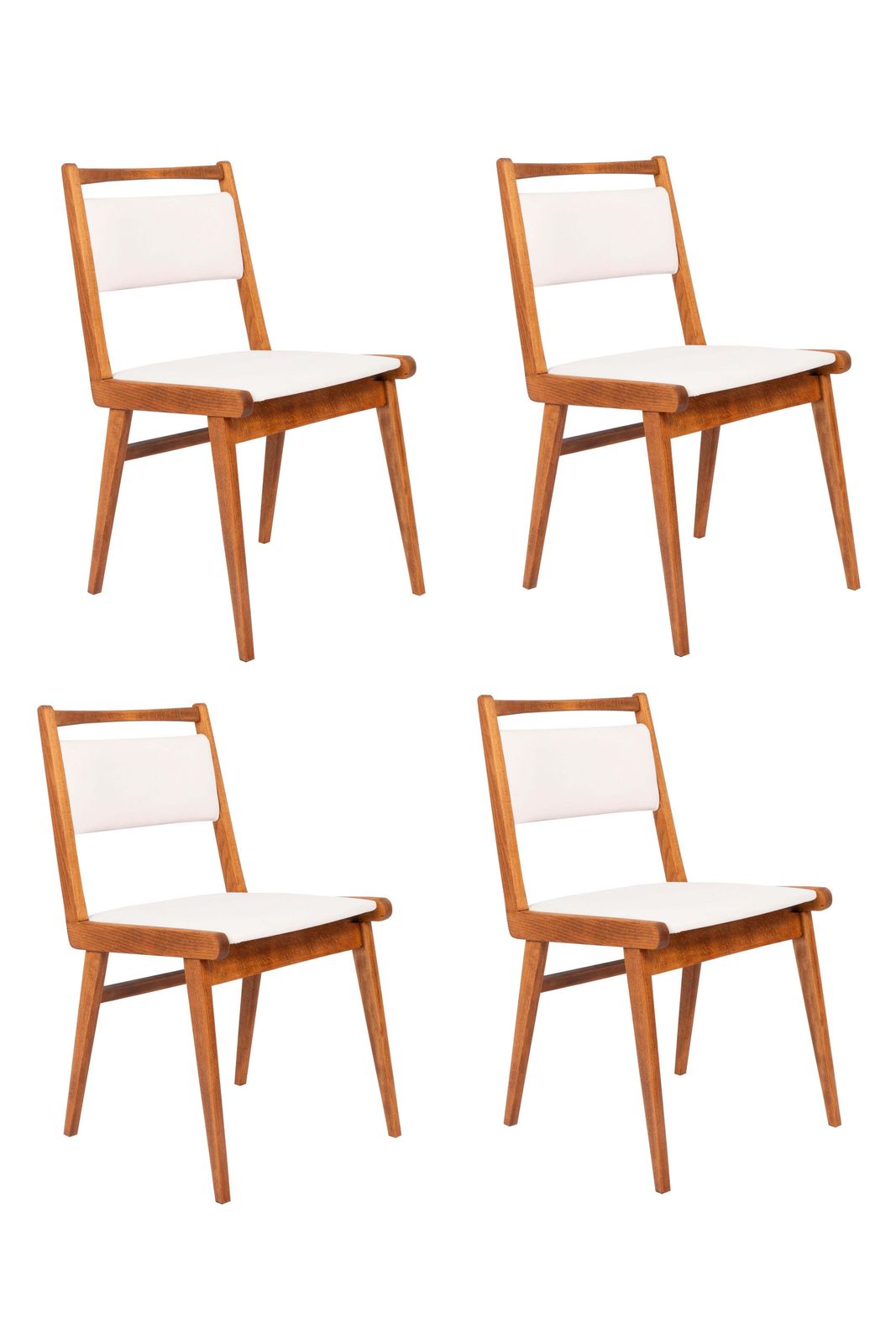 Set Of Four 20th Century White Velvet Chairs, Poland, 1960s photo furniture