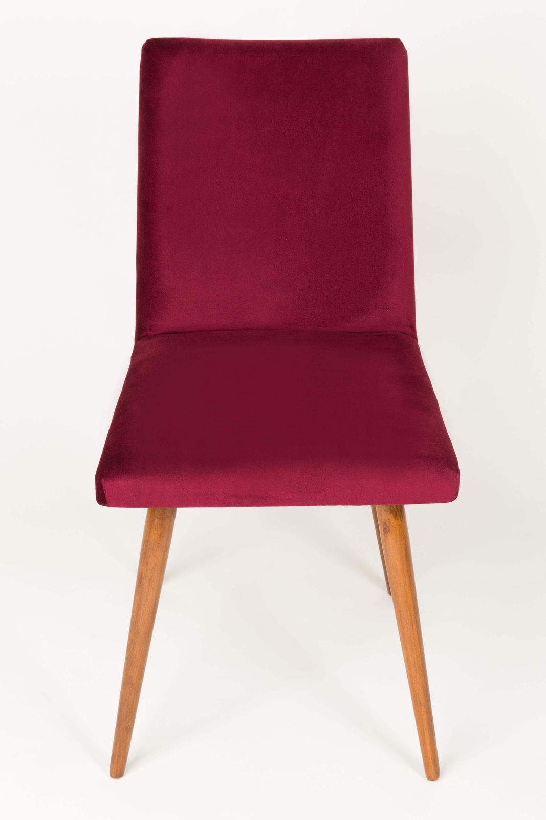 photo vinterior Set Van Vier 20e Eeuwse Stoelen Met Donkergroen En Bordeauxrood Fluwelen Bekleding, Ca. Jaren 1960