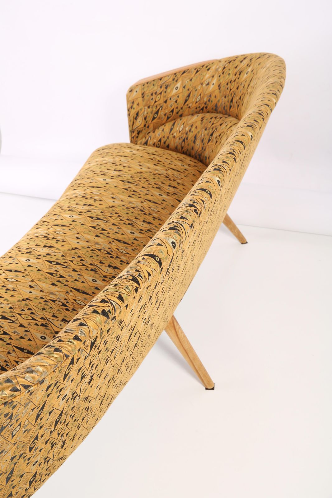 2551.0 Organic Shape Yellow Pattern Club Sofa, Hollywood Regency, Germany, 1960s photo