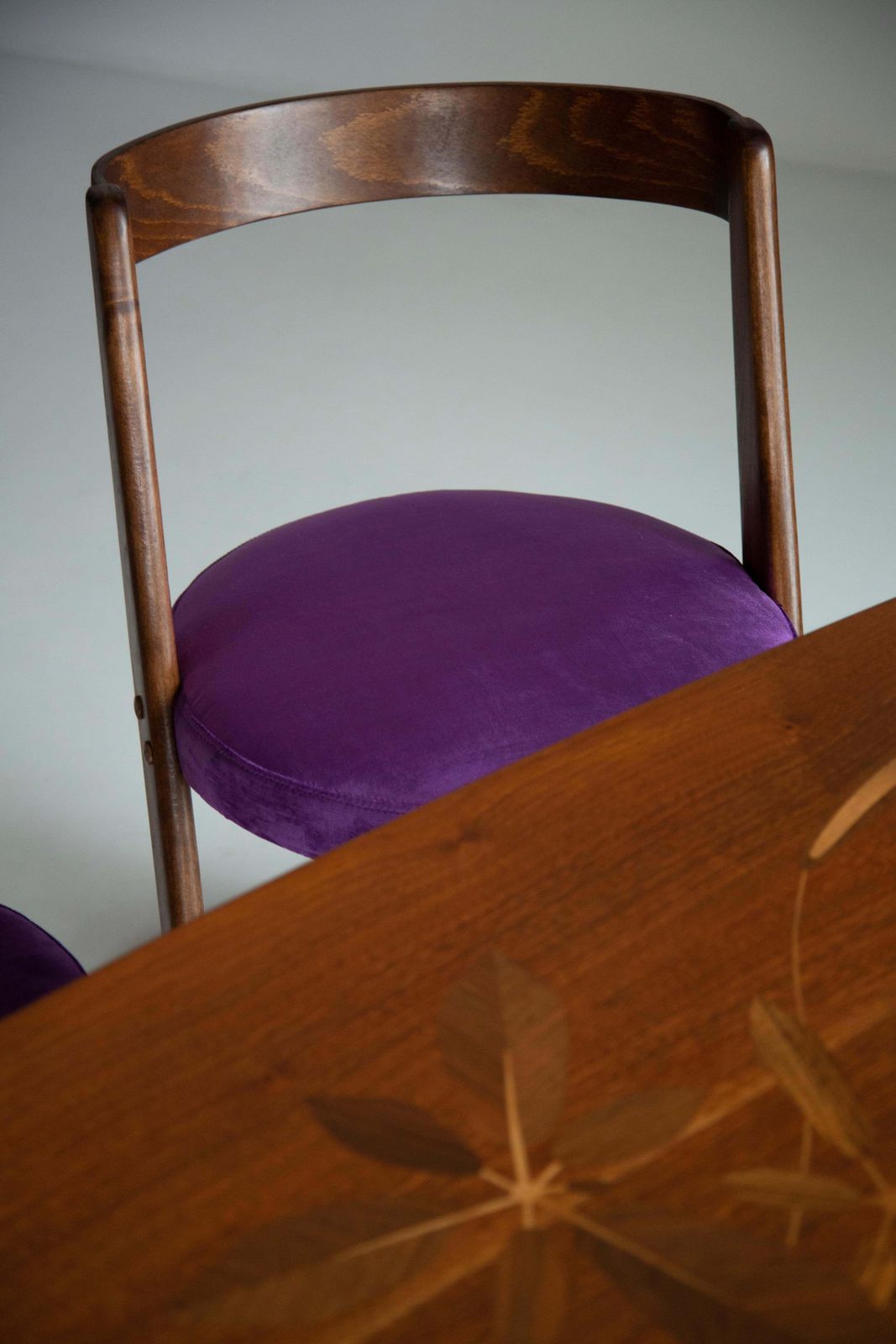 Midcentury Purple Velvet Halfa Chair, Baumann, France, 1970s photo furniture