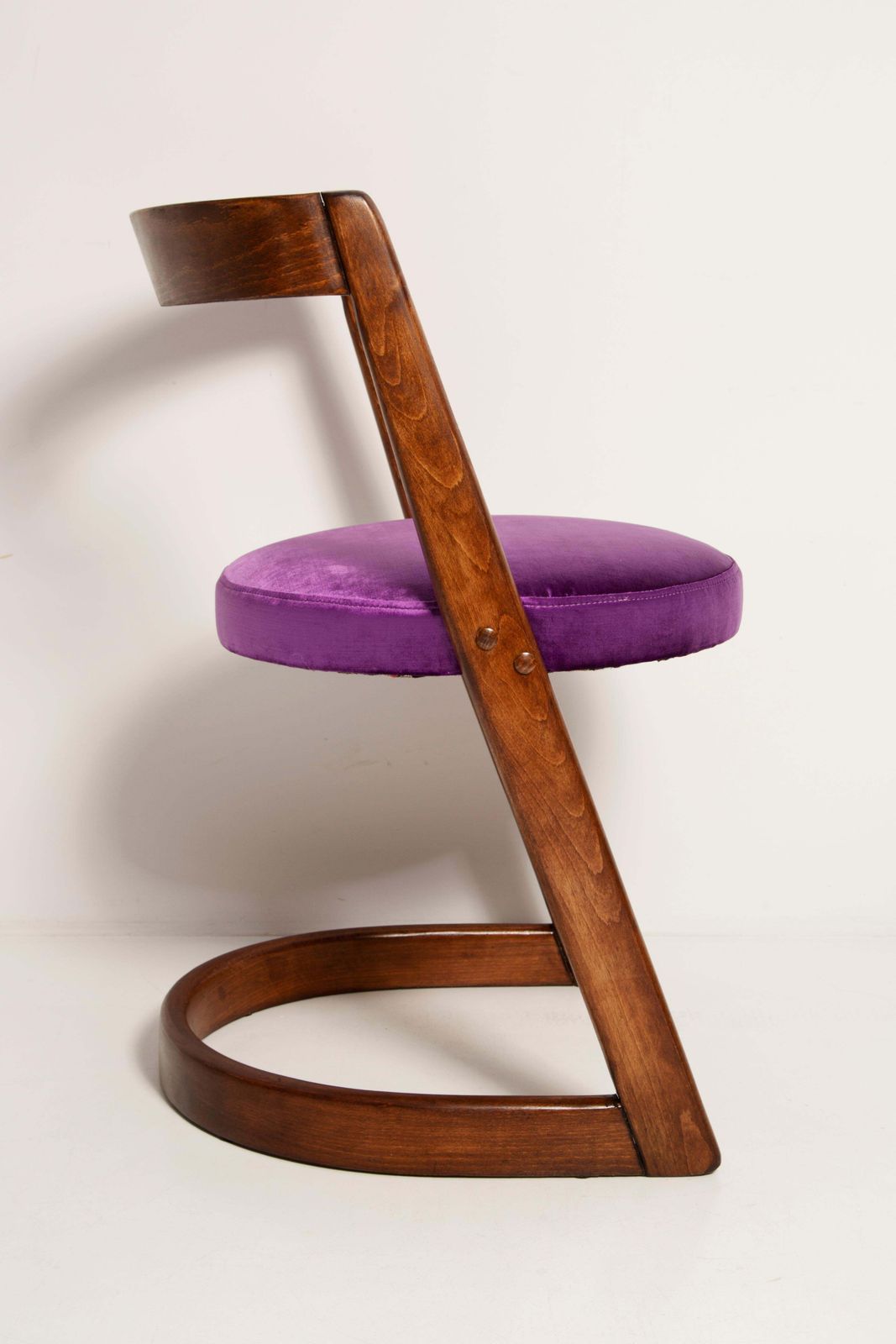 Midcentury Purple Velvet Halfa Chair, Baumann, France, 1970s photo 1905.0