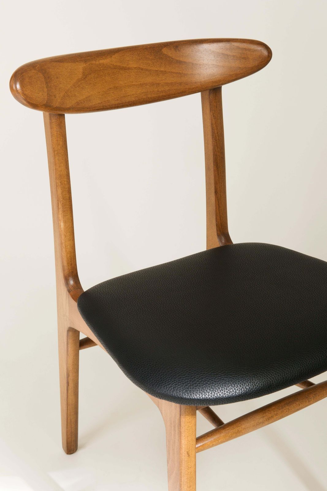 Set Of Four Midcentury Black Leather Dining Chairs, 1960s photo for sale