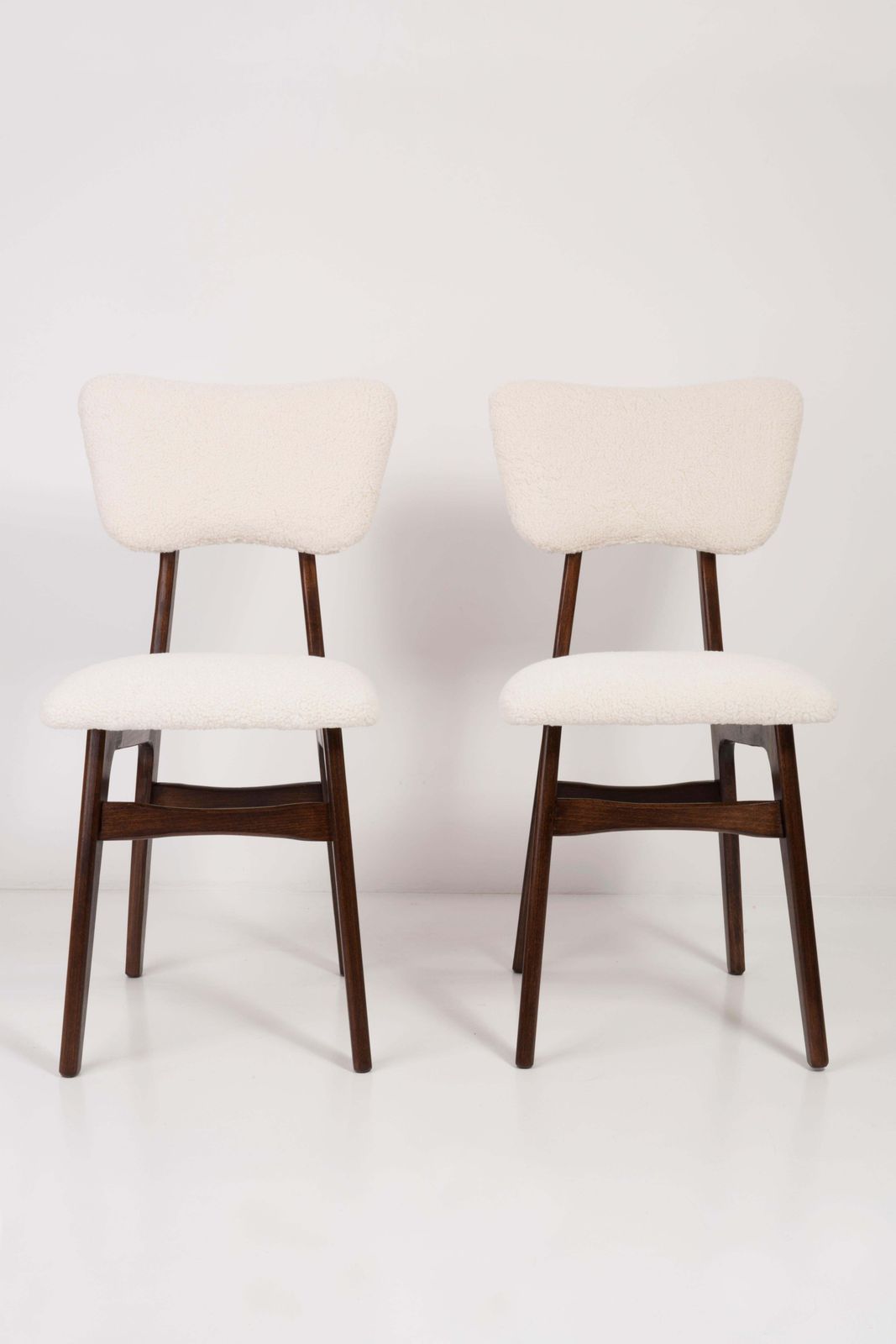 Furniture Set Of Four 20th Century Light Crème Boucle Chairs, 1960s photo