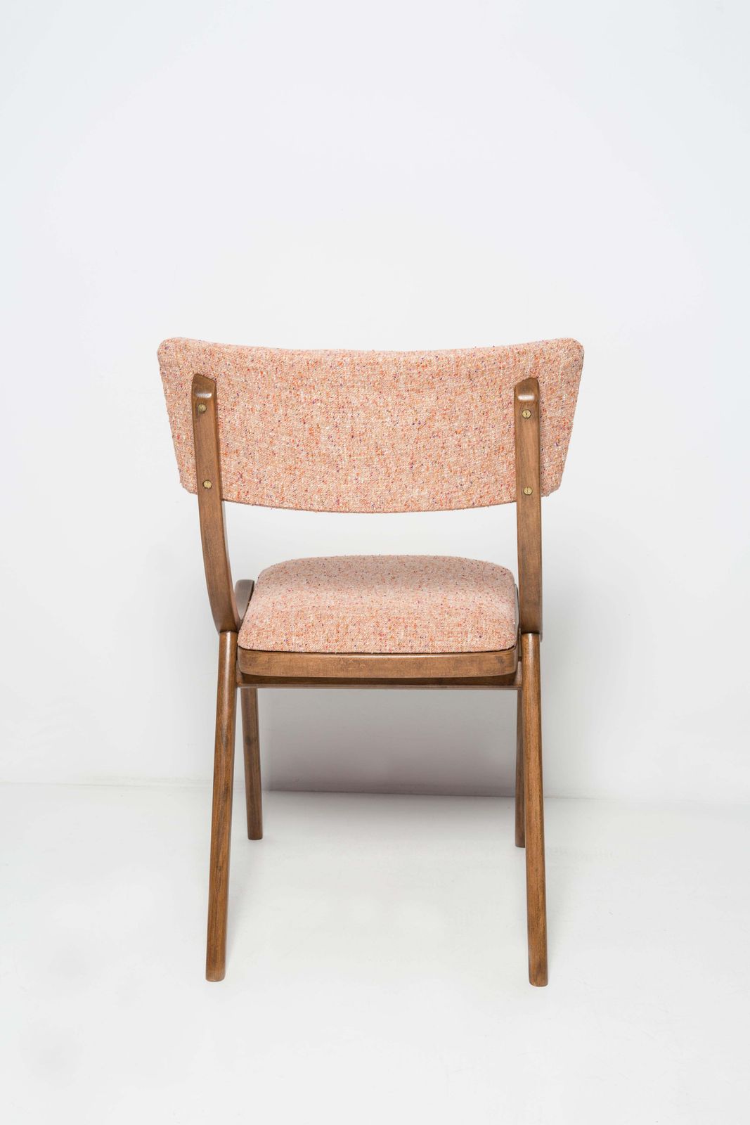 Set Of Four Mid Century Modern Bumerang Chairs, Peach Orange Wool, Poland, 1960s photo 2038.0