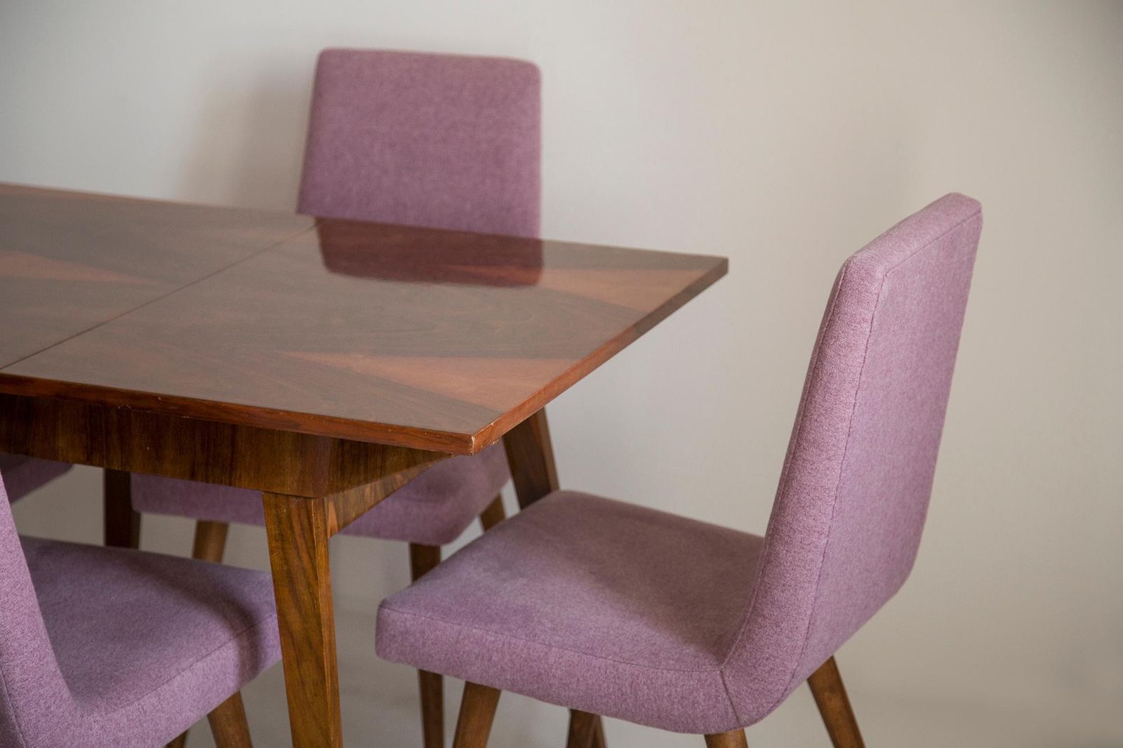 Midcentury Walnut Kitchen Table And Chairs, Danuta Lewandowska, Poland, 1960s photo 2551.0
