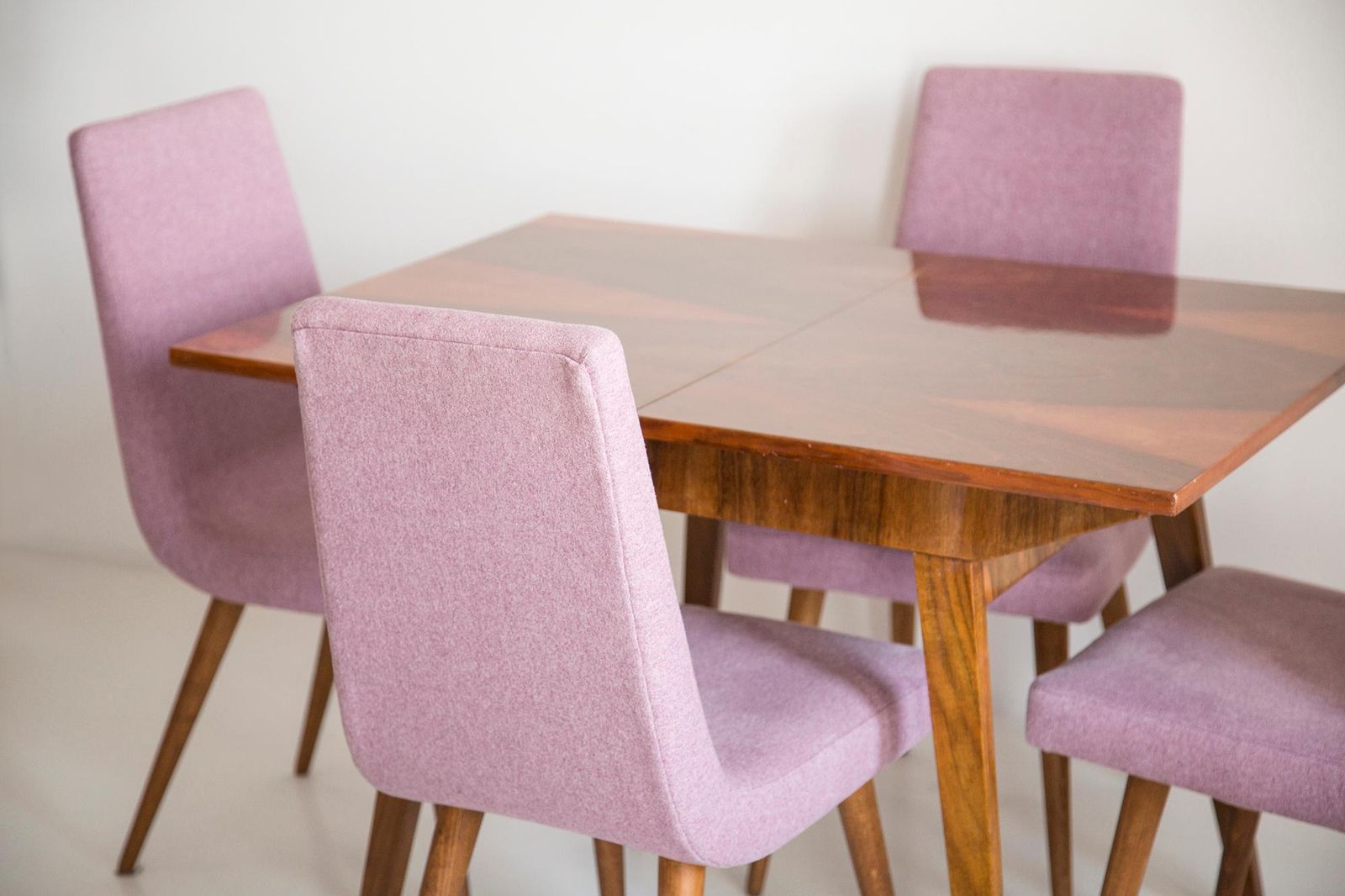 Midcentury Walnut Kitchen Table And Chairs, Danuta Lewandowska, Poland, 1960s photo buy