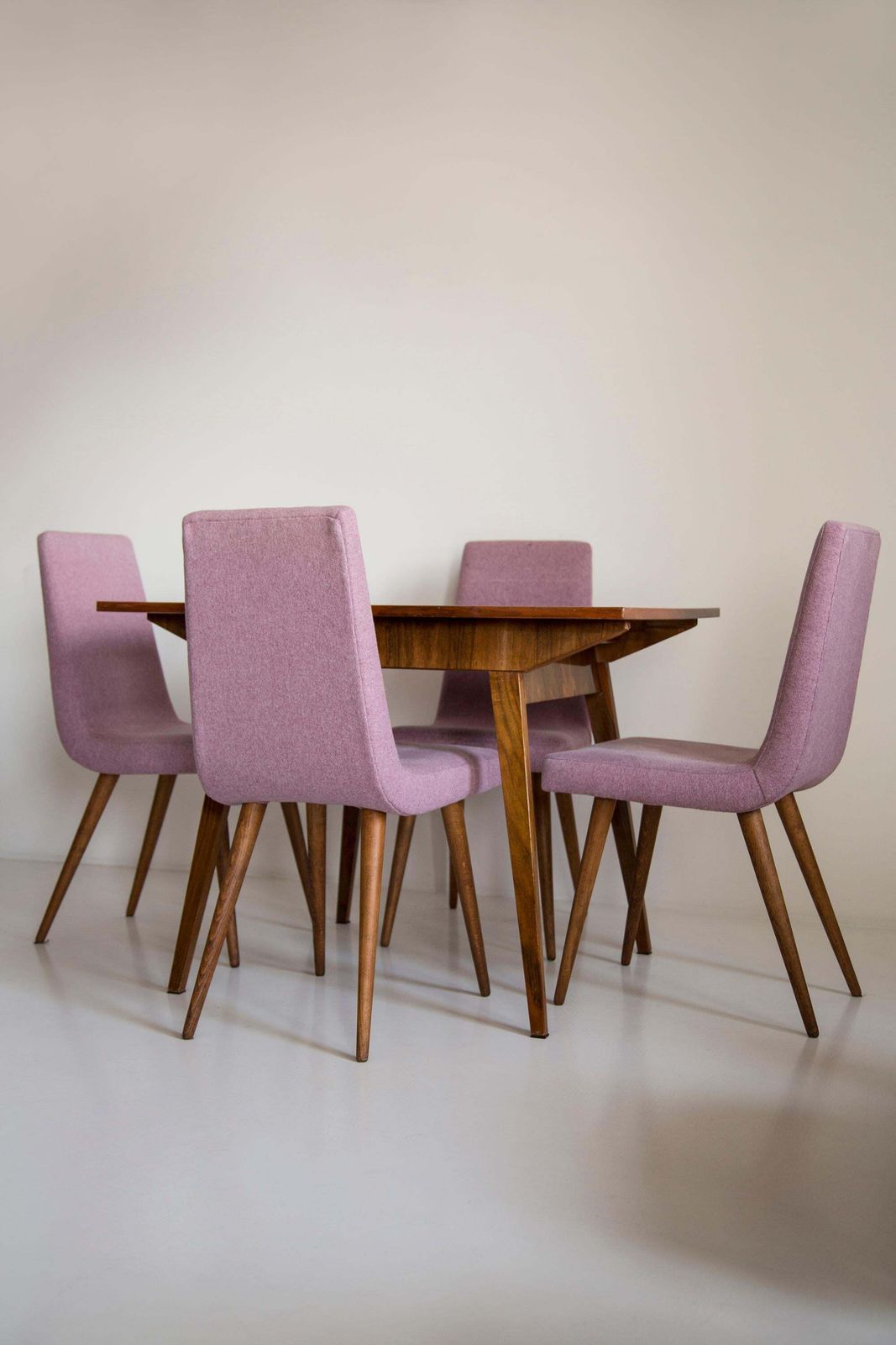 photo for sale Midcentury Walnut Kitchen Table And Chairs, Danuta Lewandowska, Poland, 1960s