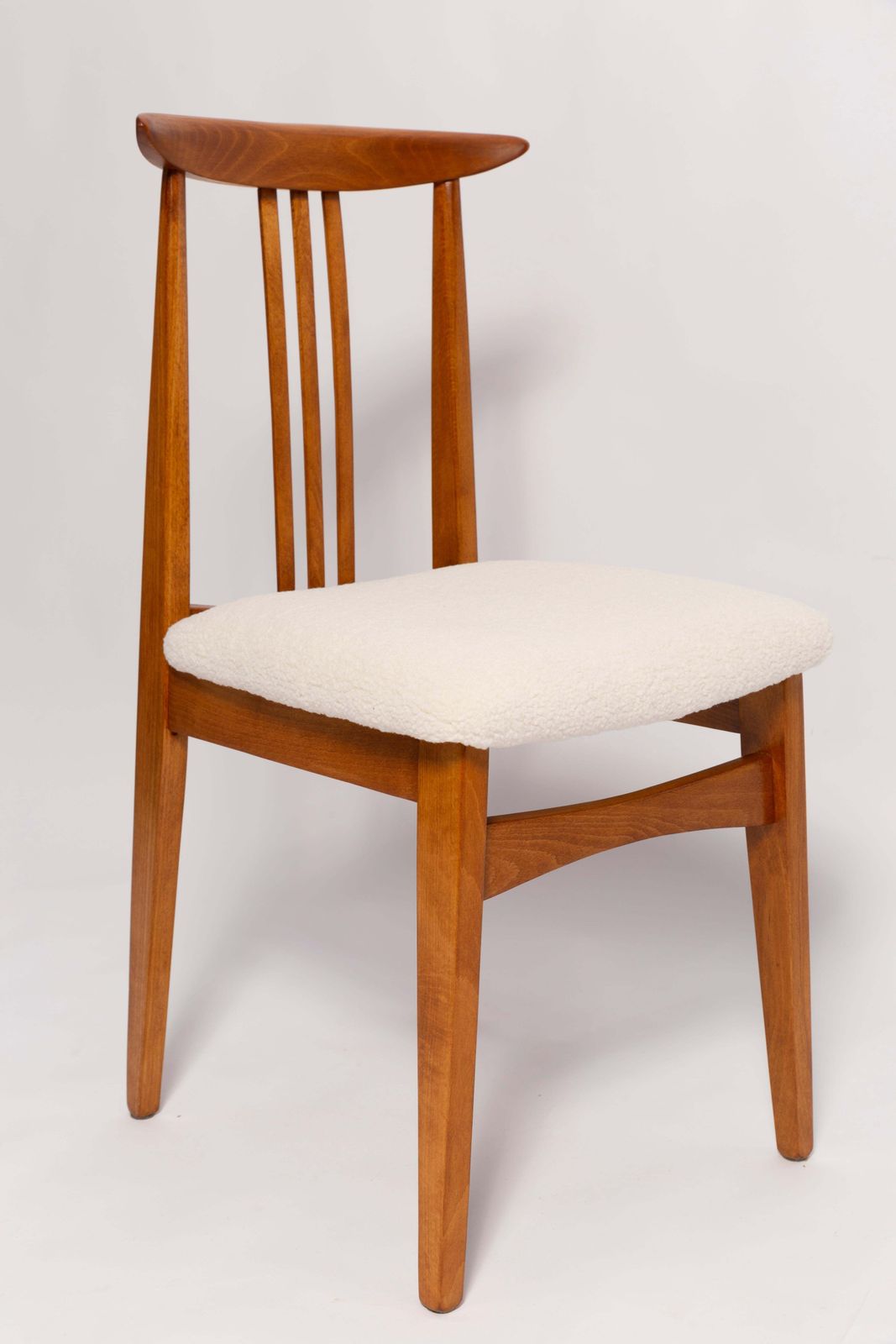 Set Of Four Mid Century Cream Ivory Boucle Chair, By M. Zielinski, Europe, 1960s photo furniture