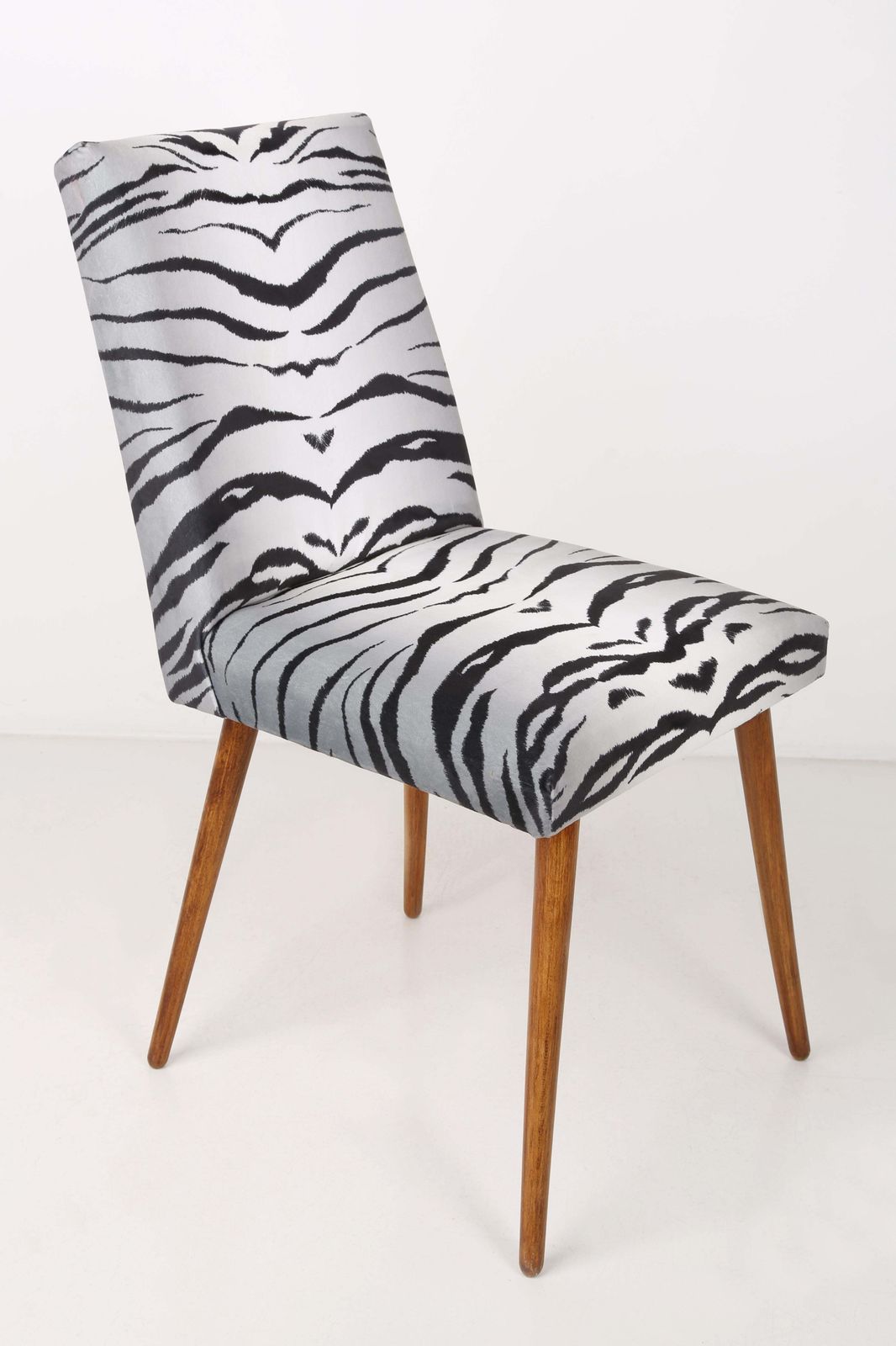 Set Of Four 20th Century Black And White Zebra Velvet Chairs, Europe, 1960s photo for sale