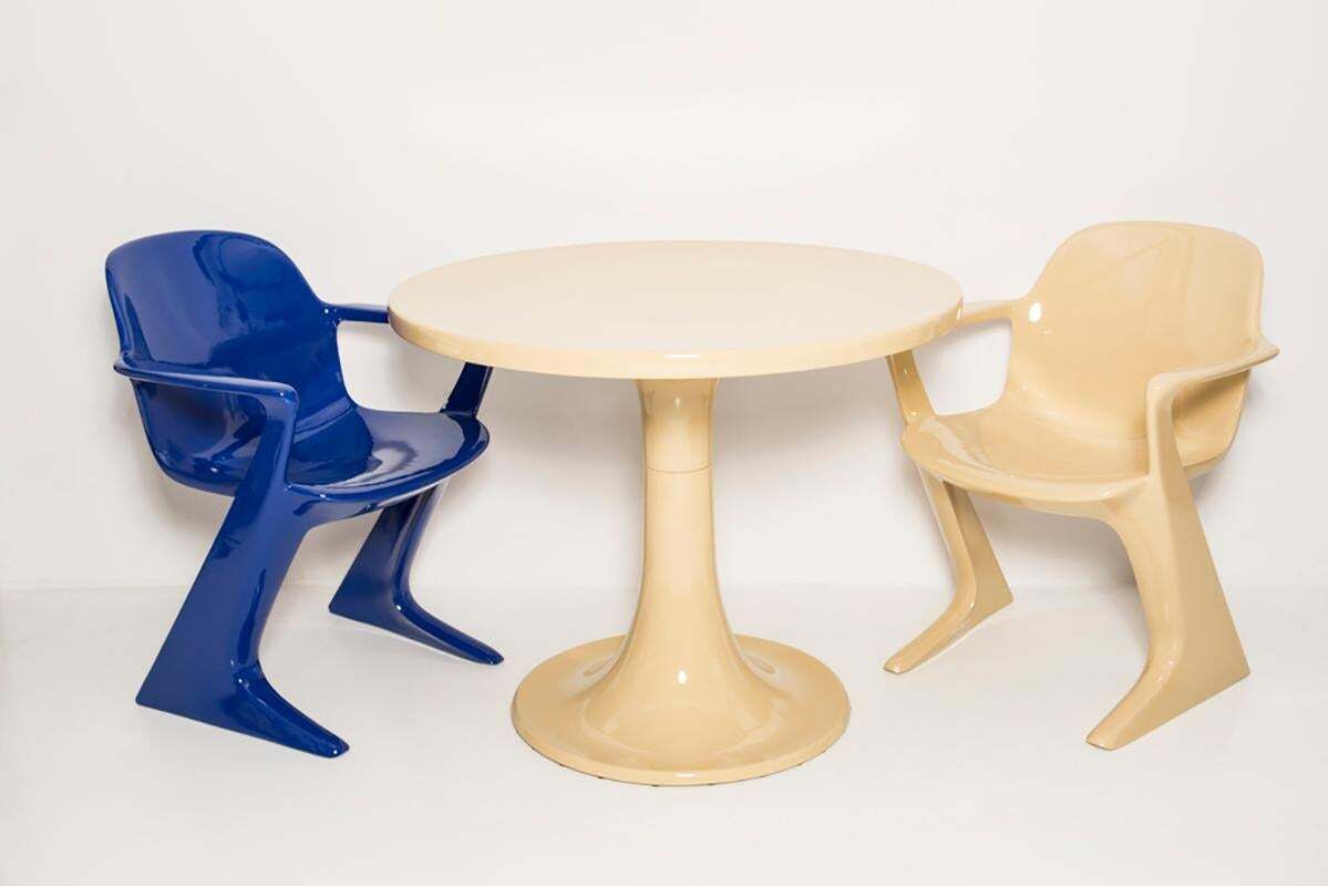 Midcentury Beige Kangaroo Table, By Ernst Moeckl, Germany, 1968 photo vinterior