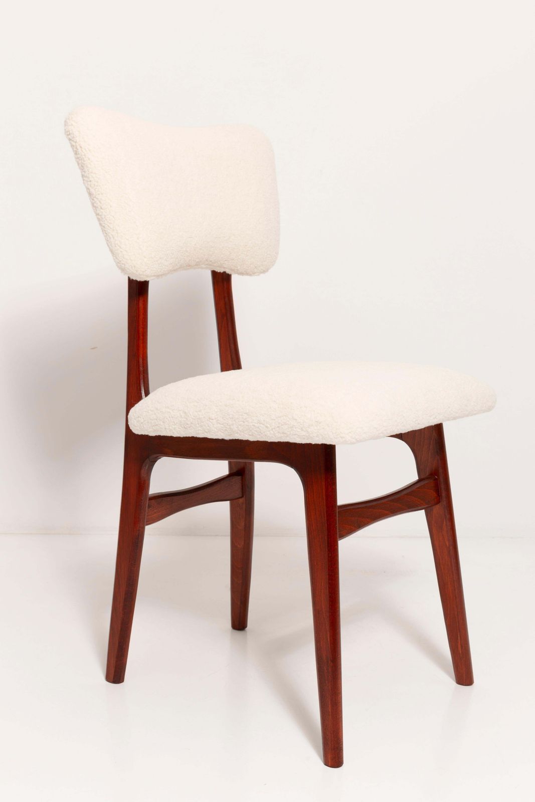 Four 20th Century Light Crème Boucle And Cherry Wood Chairs, 1960s photo Furniture