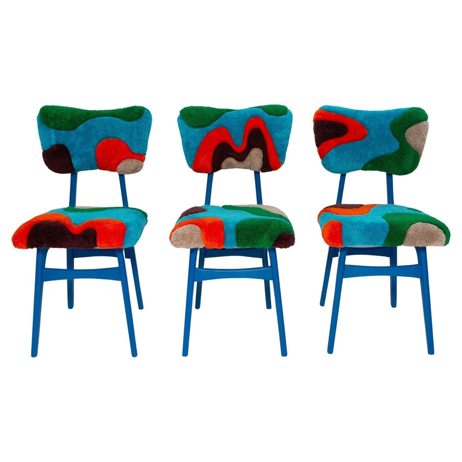 Set Of Three Mid Century Butterfly Chairs, Hand Tufting Wool, Europe, 1960s