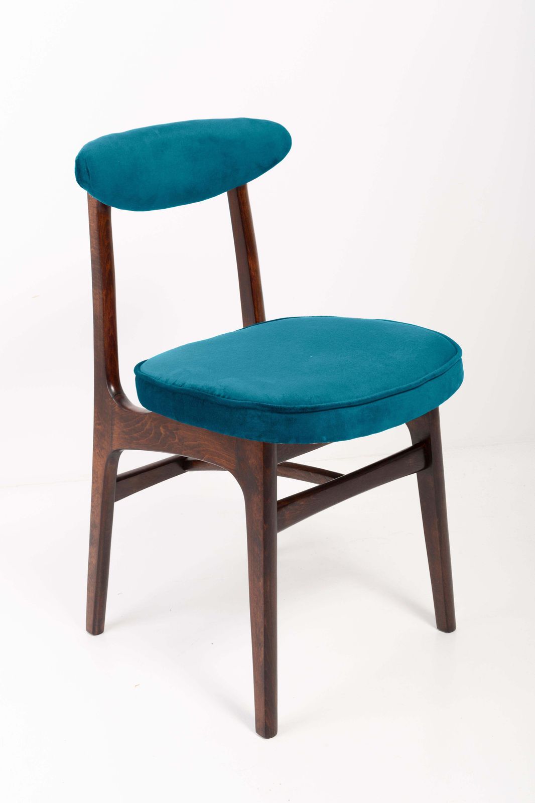 Mid Century Petrol Blue Velvet Chair Designed By Rajmund Halas, Europe, 1960s photo for sale