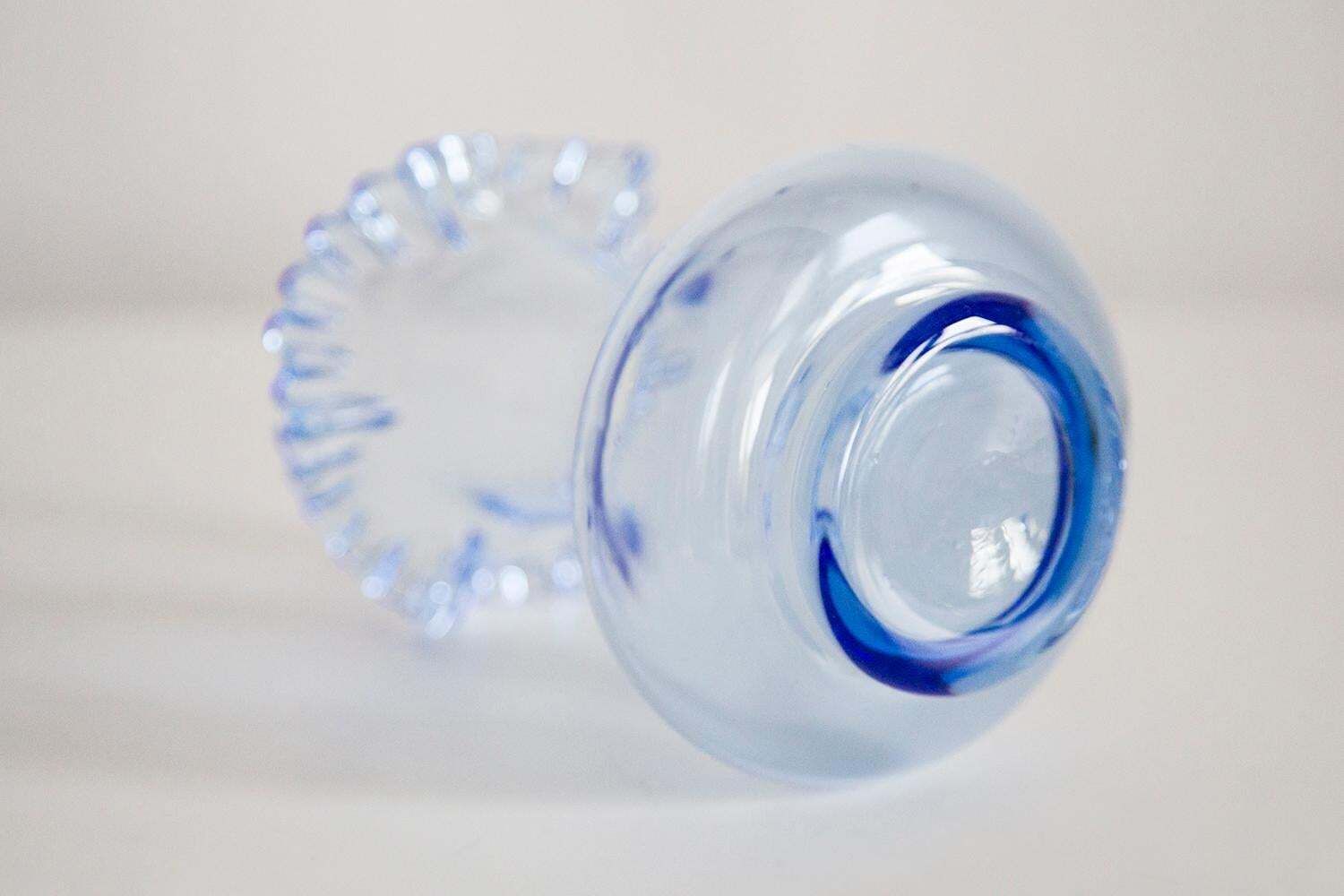 Home Decor Midcentury Glass Light Blue Vase With A Frill, Europe, 1960s photo