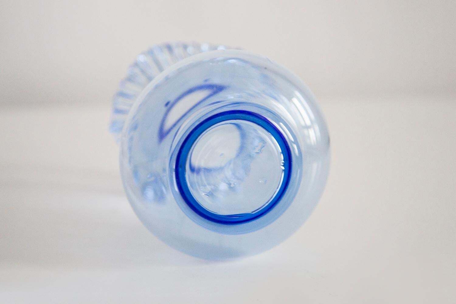 photo vinterior Midcentury Glass Light Blue Vase With A Frill, Europe, 1960s