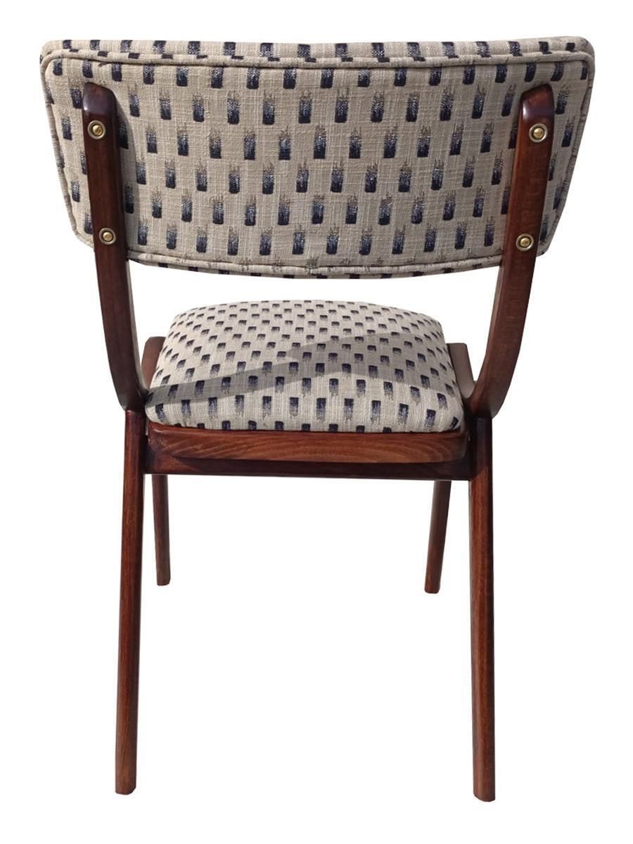Mid Century Modern Bumerang Chair, Light Creme White Jacquard, Poland, 1960s photo 679.0