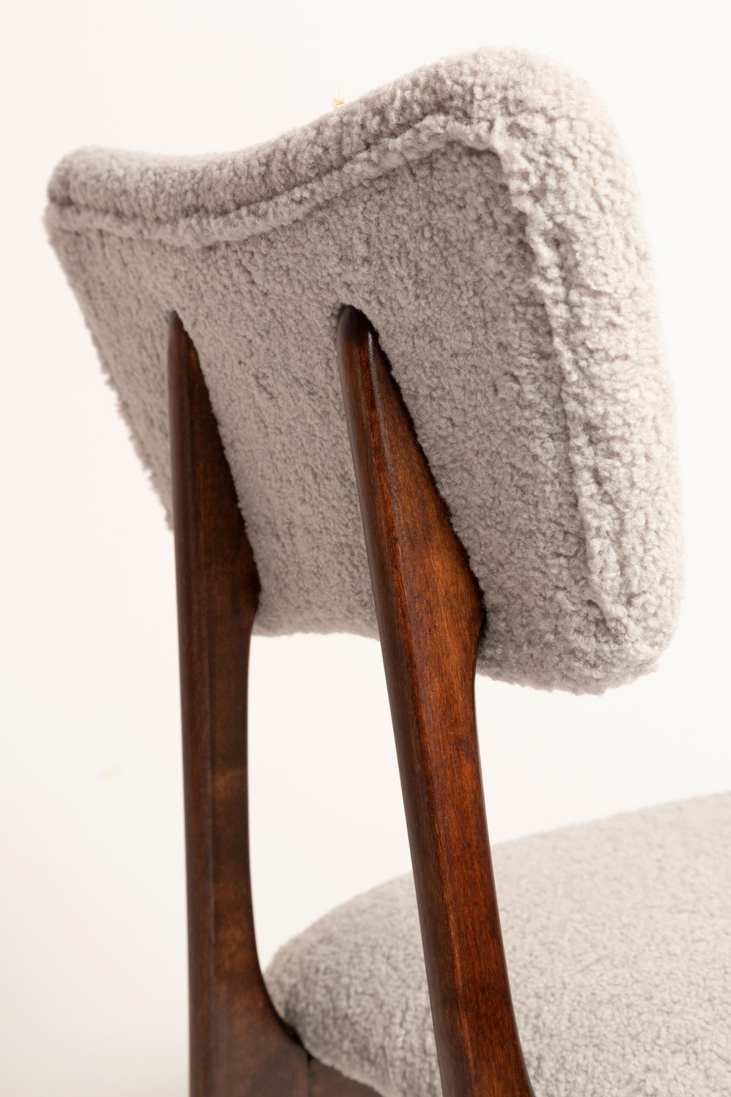 Mid Century Butterfly Chair, Light Gray Boucle, Dark Walnut Wood, Europe, 1960s photo buy