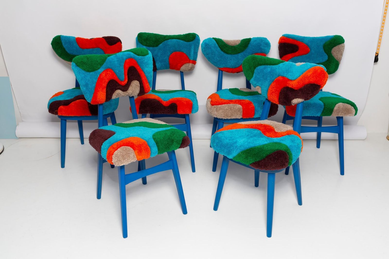 Mid Century Butterfly Stoel, Handgeknoopt Wol In Blauw, Groen En Oranje, Europa, Jaren 1960 photo for sale