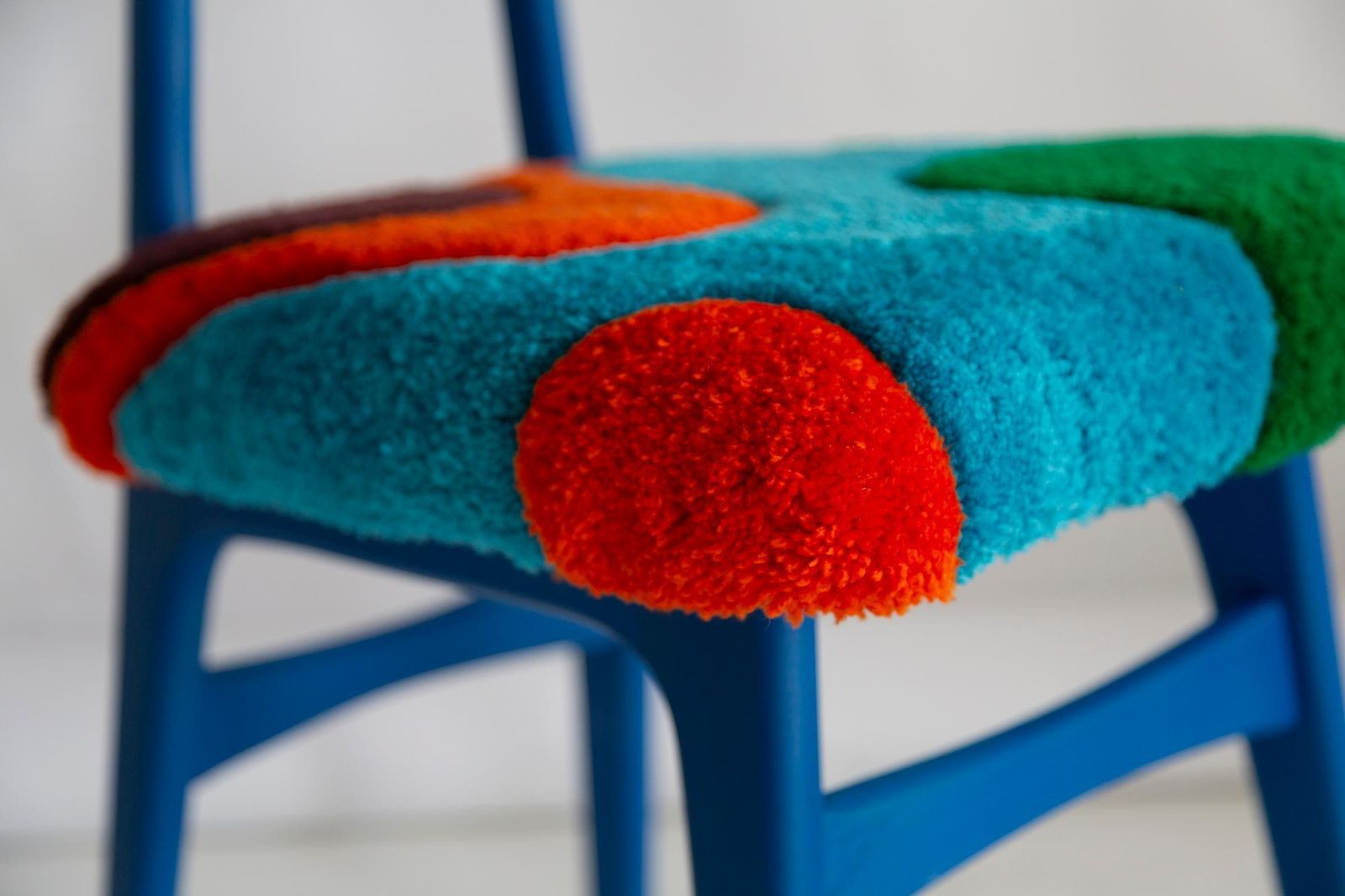 841.0 Mid Century Butterfly Chair, Hand Tufting Blue Green Orange Wool, Europe, 1960s photo