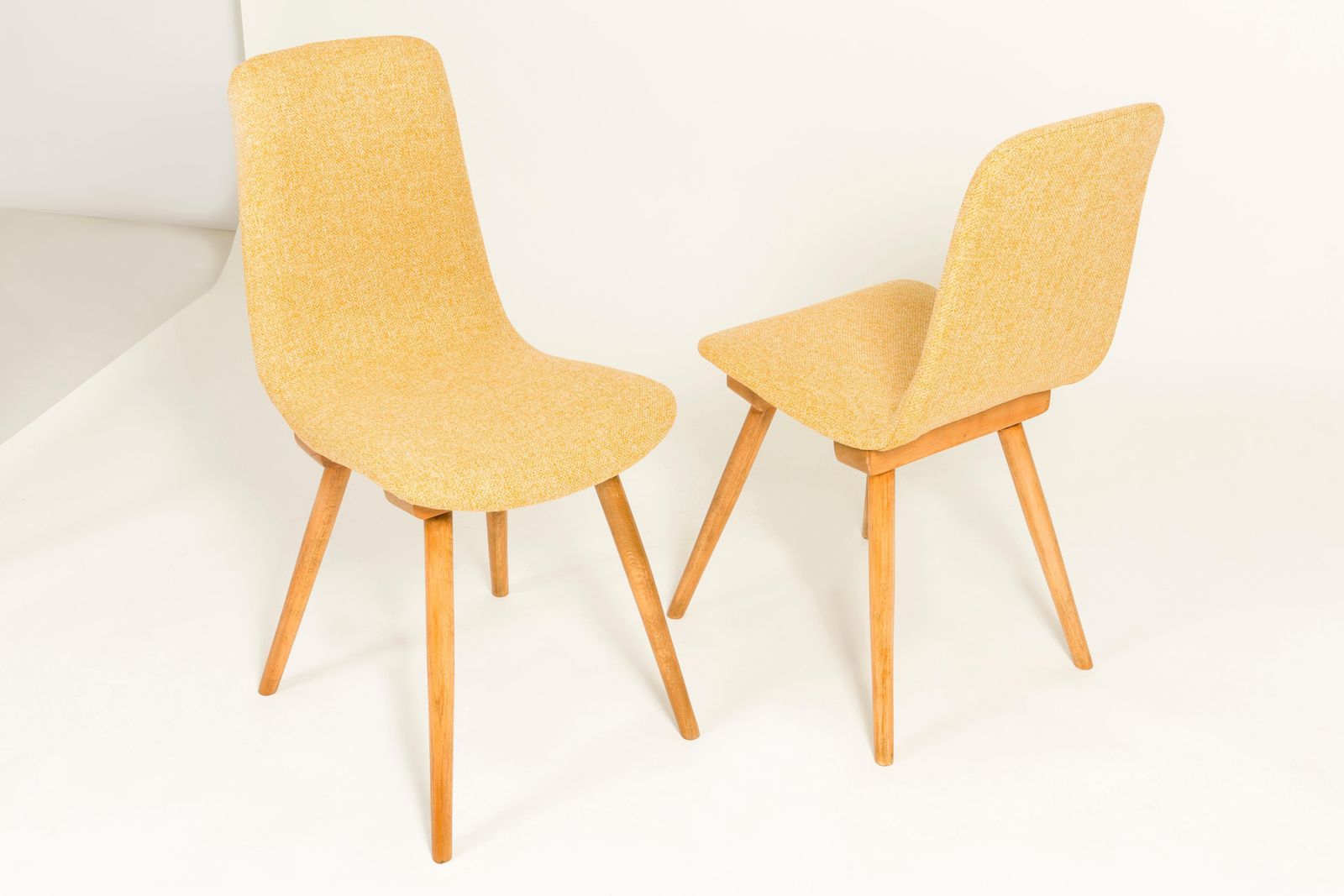 Set Of Four 20th Century Fameg Yellow Vintage Chairs, 1960s, Poland photo Furniture
