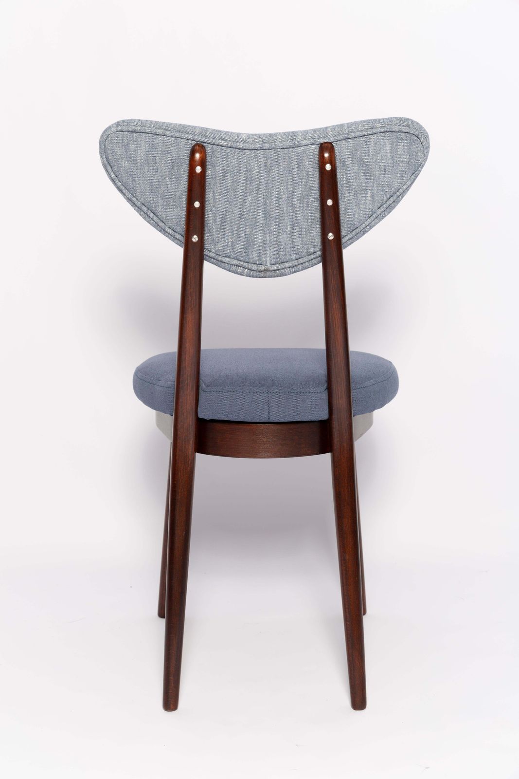 Furniture Set Of Four Midcentury Light And Medium Blue Denim Heart Chairs, Europe, 1960s photo