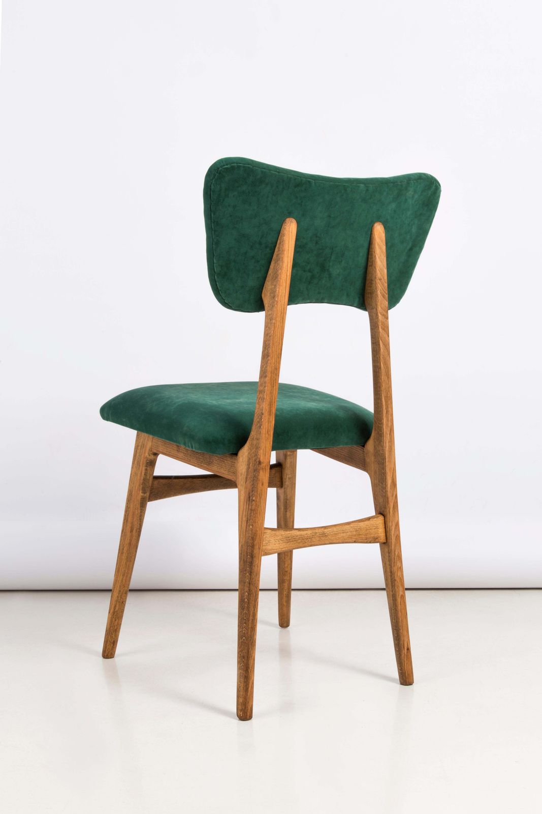 1702.0 Set Van Vier Donkergroene Fluwelen Stoelen, 20e Eeuw, Ca. Jaren 1960 photo