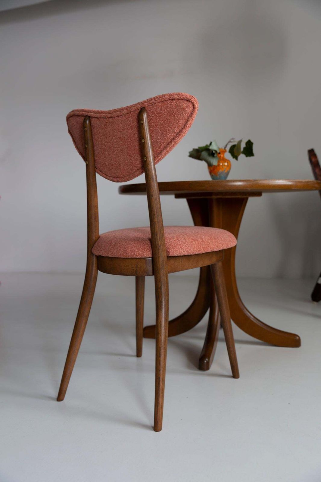 Set Of Four Midcentury Orange Velvet Heart Chairs, Europe, 1960s photo Furniture