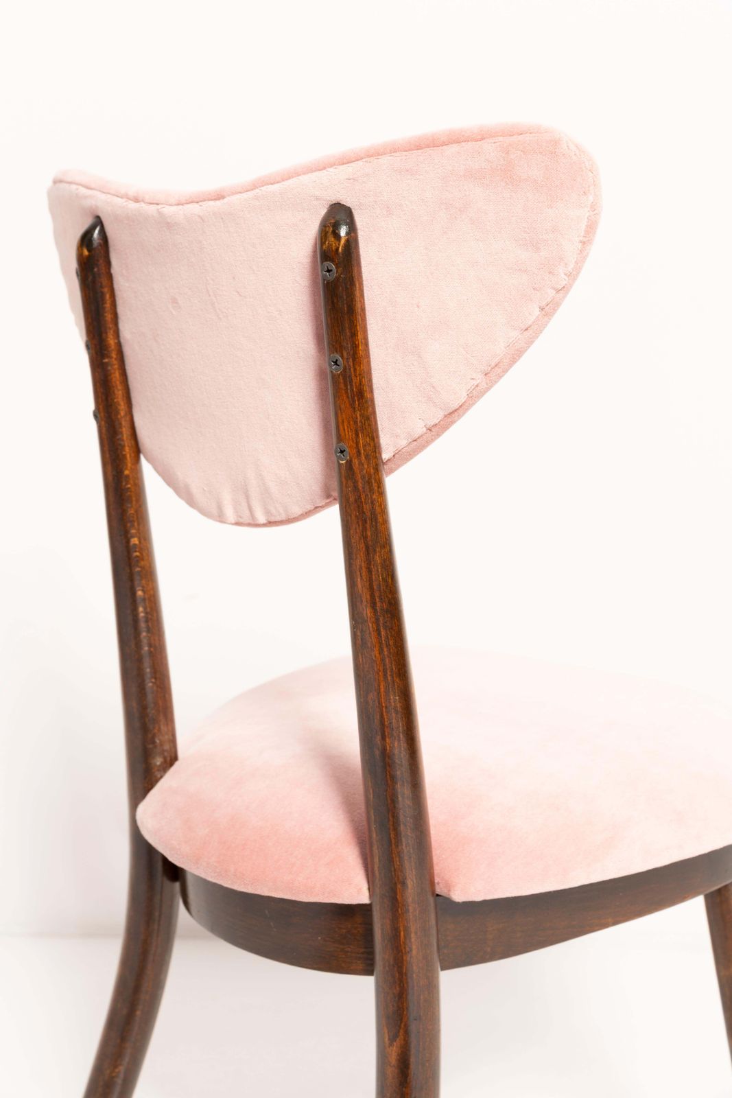 Set Of Four Mid Century Pink Cotton Velvet Heart Chairs, Europe, 1960s photo vintage