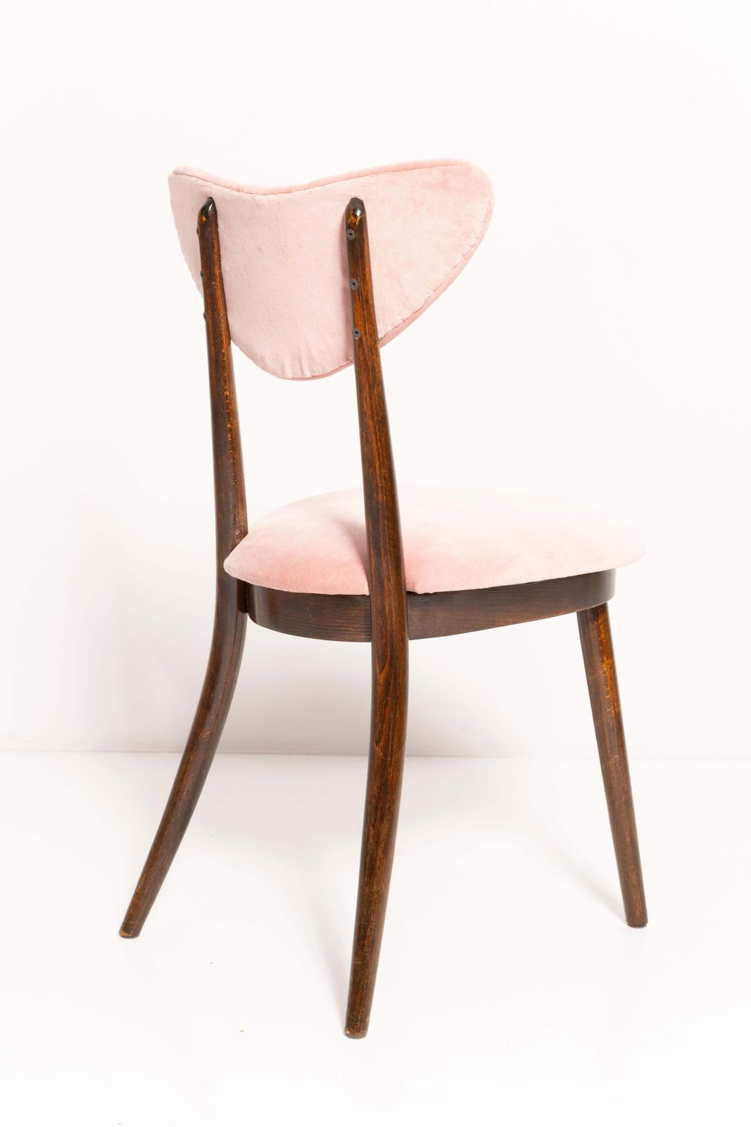 photo furniture Set Of Four Mid Century Pink Cotton Velvet Heart Chairs, Europe, 1960s
